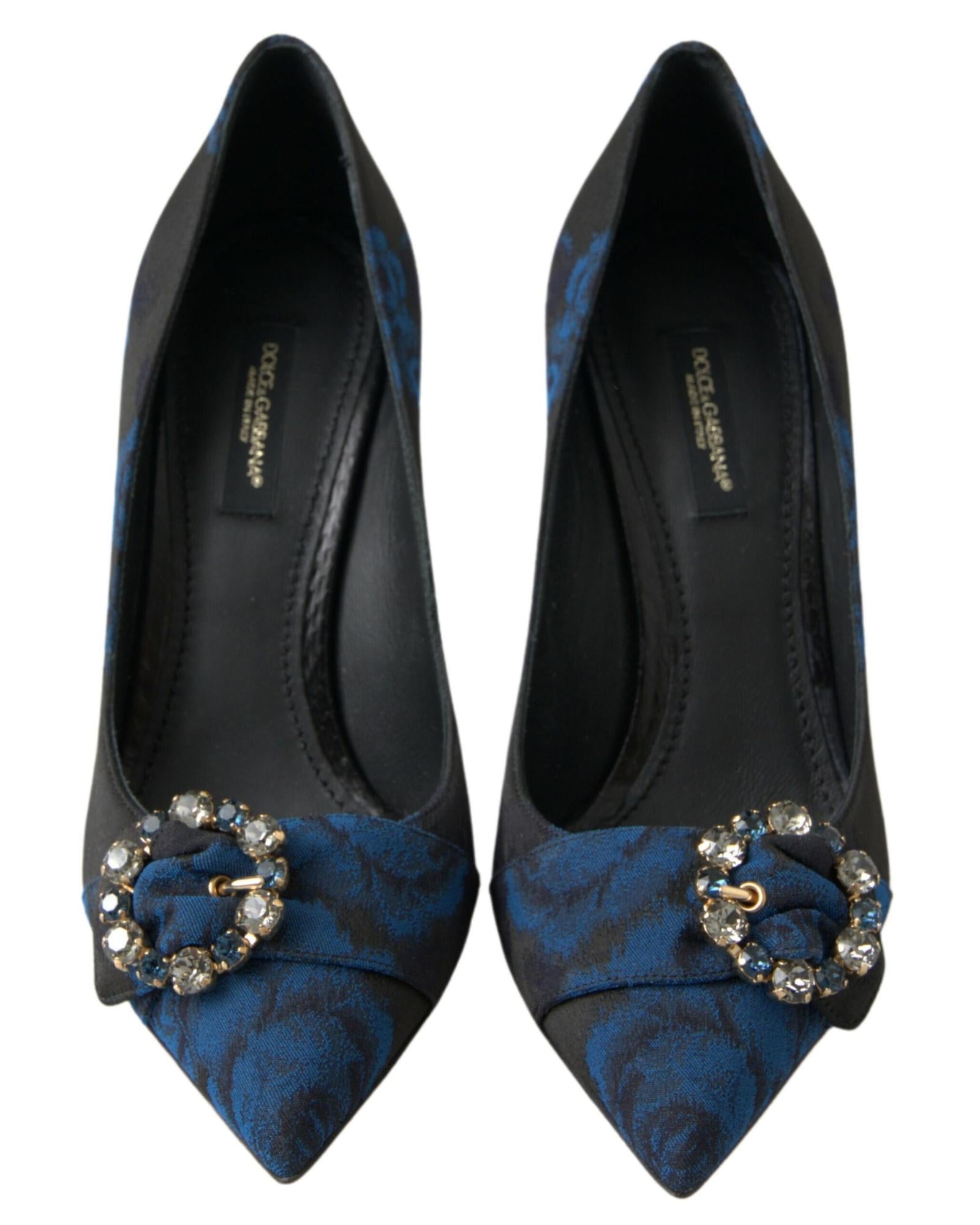 Dolce & Gabbana Women's Blue Floral Ayers Crystal Pumps Shoes - 37.5 EU 3