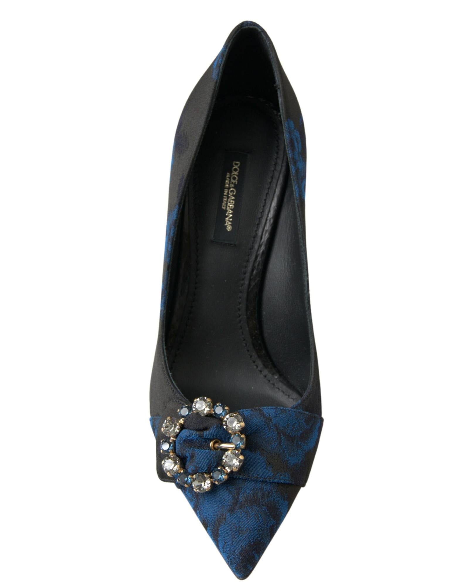Dolce & Gabbana Women's Blue Floral Ayers Crystal Pumps Shoes - 37.5 EU 4