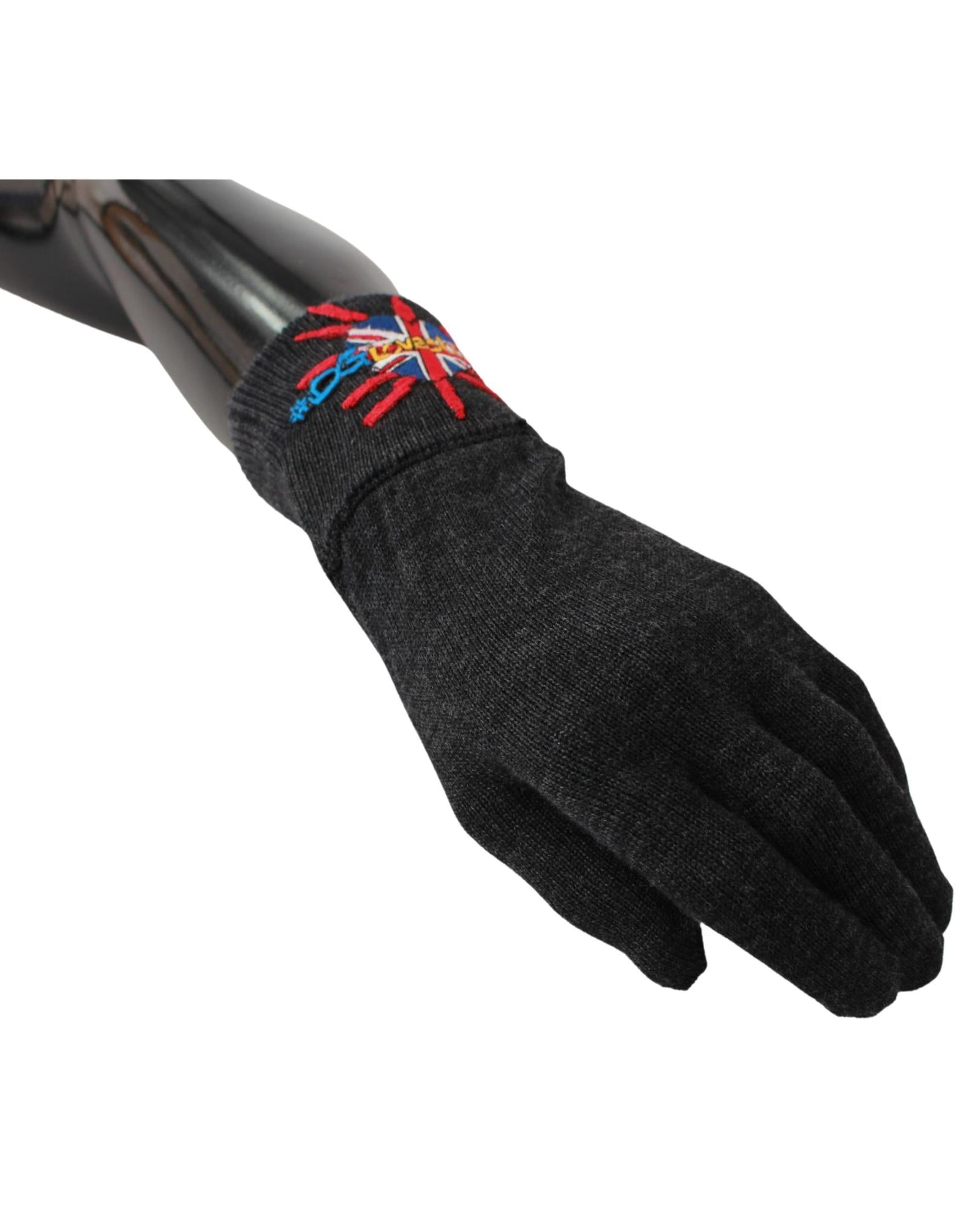 100% Authentic Dolce & Gabbana Unisex Gray Wool Gloves One Size Men 3