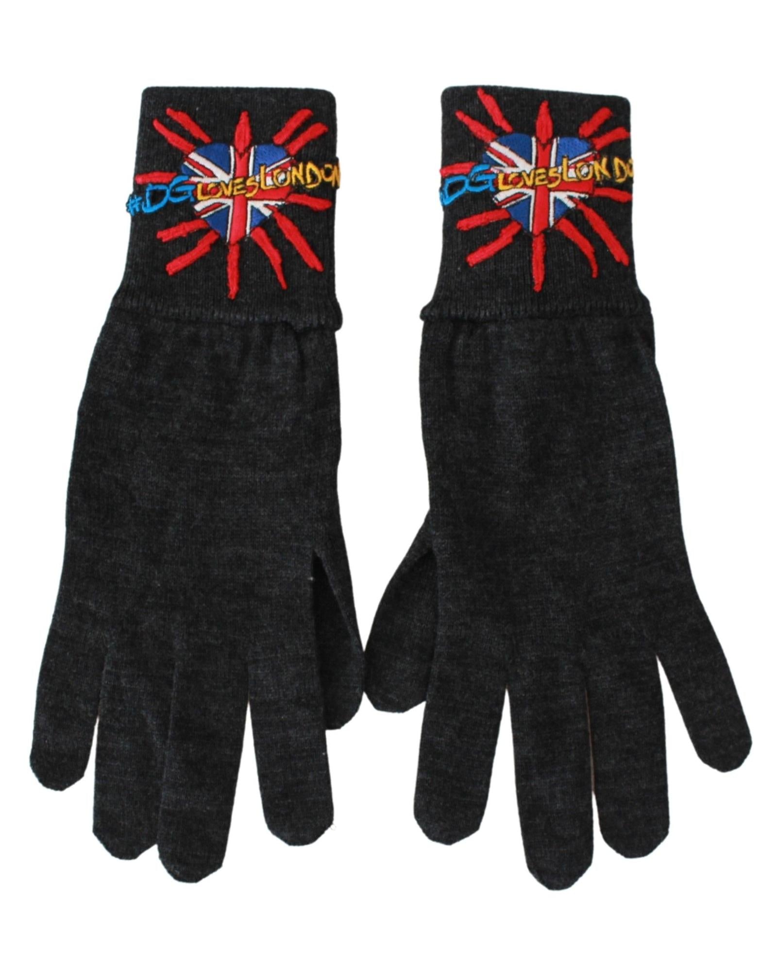 100% Authentic Dolce & Gabbana Unisex Gray Wool Gloves One Size Men 4