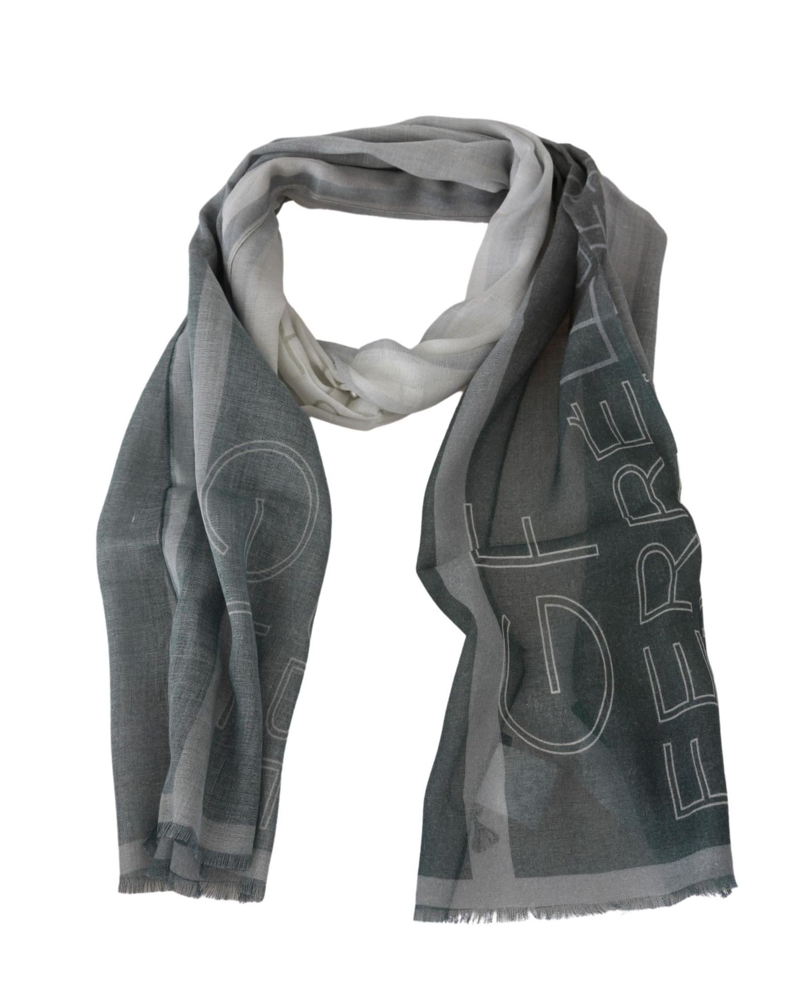 GF FERRE Blue Gray Patterned Scarf One Size Women 6