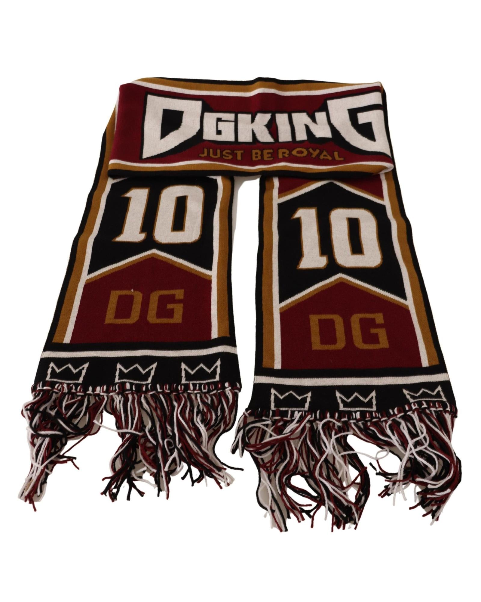 Dolce & Gabbana Multicolor Wool Scarf with DG King Lettering and Crown One Size Men 3