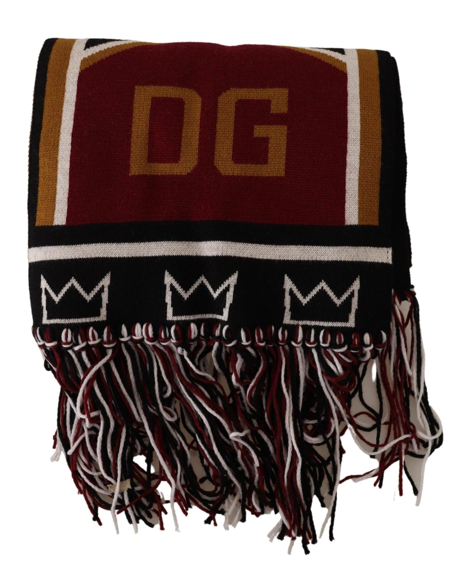 Dolce & Gabbana Multicolor Wool Scarf with DG King Lettering and Crown One Size Men 4