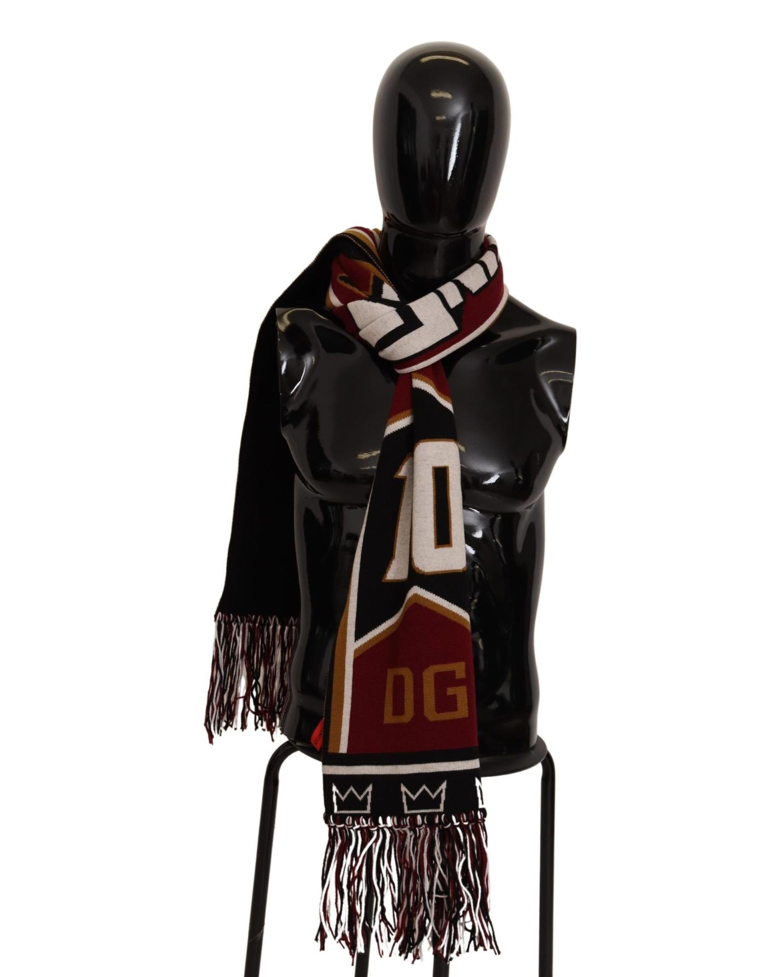 Dolce & Gabbana Multicolor Wool Scarf with DG King Lettering and Crown One Size Men 5