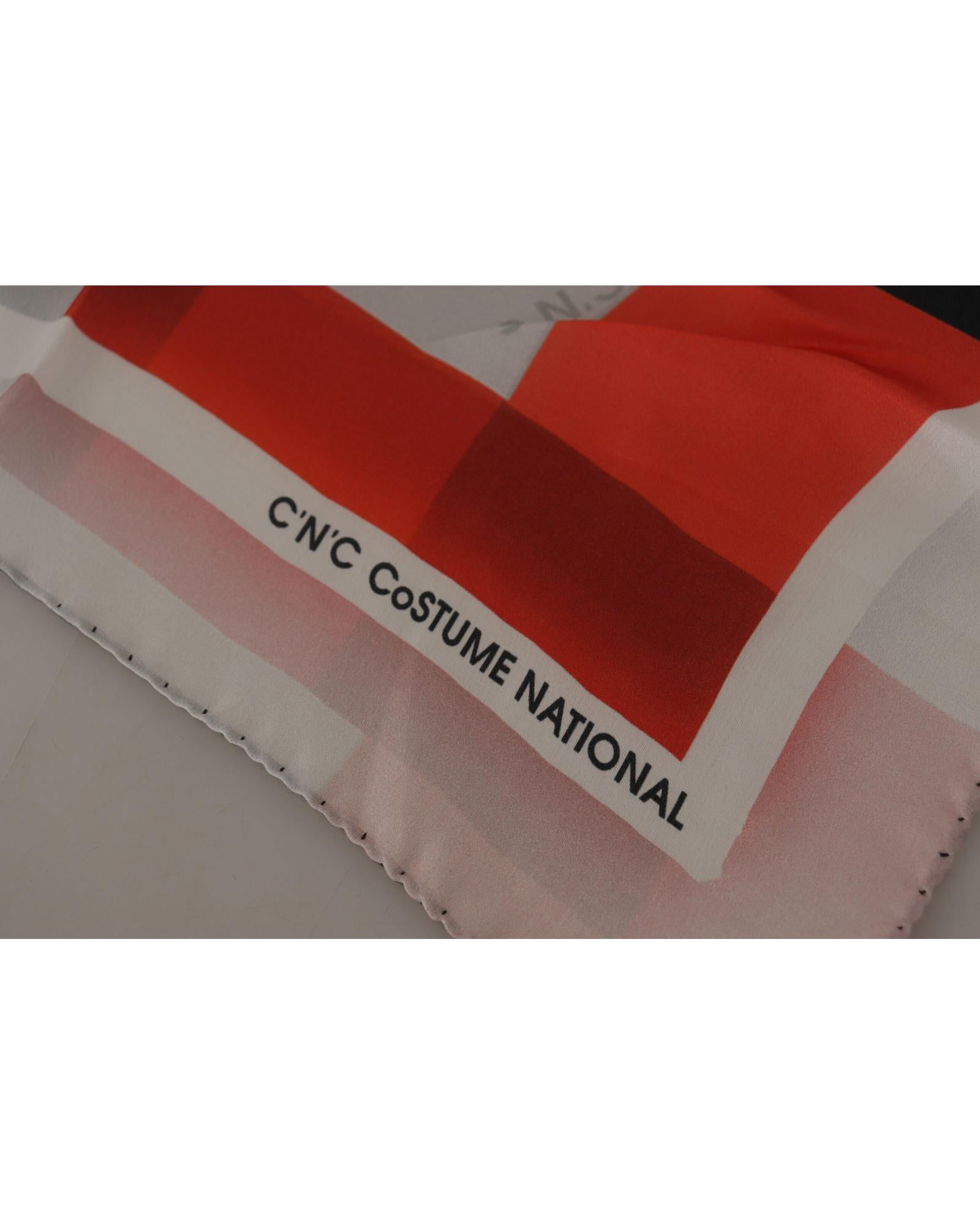 Costume National Women's Gray Red Silk Shawl Foulard Wrap Scarf - One Size 4