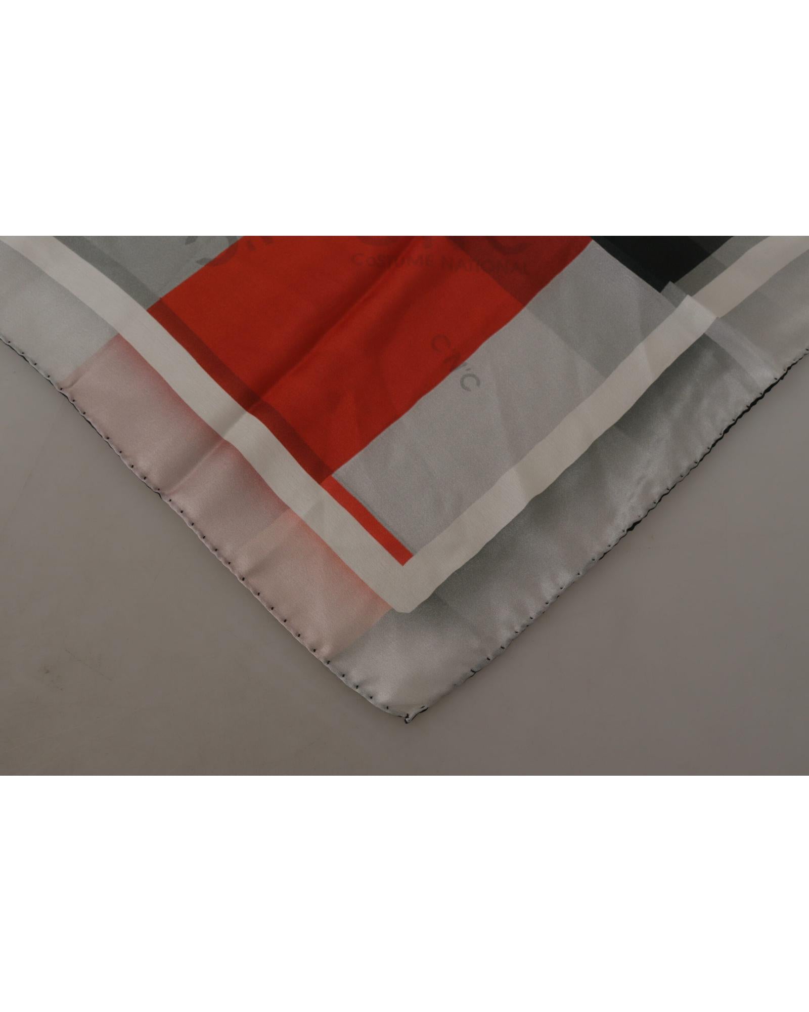 Costume National Women's Gray Red Silk Shawl Foulard Wrap Scarf - One Size 5