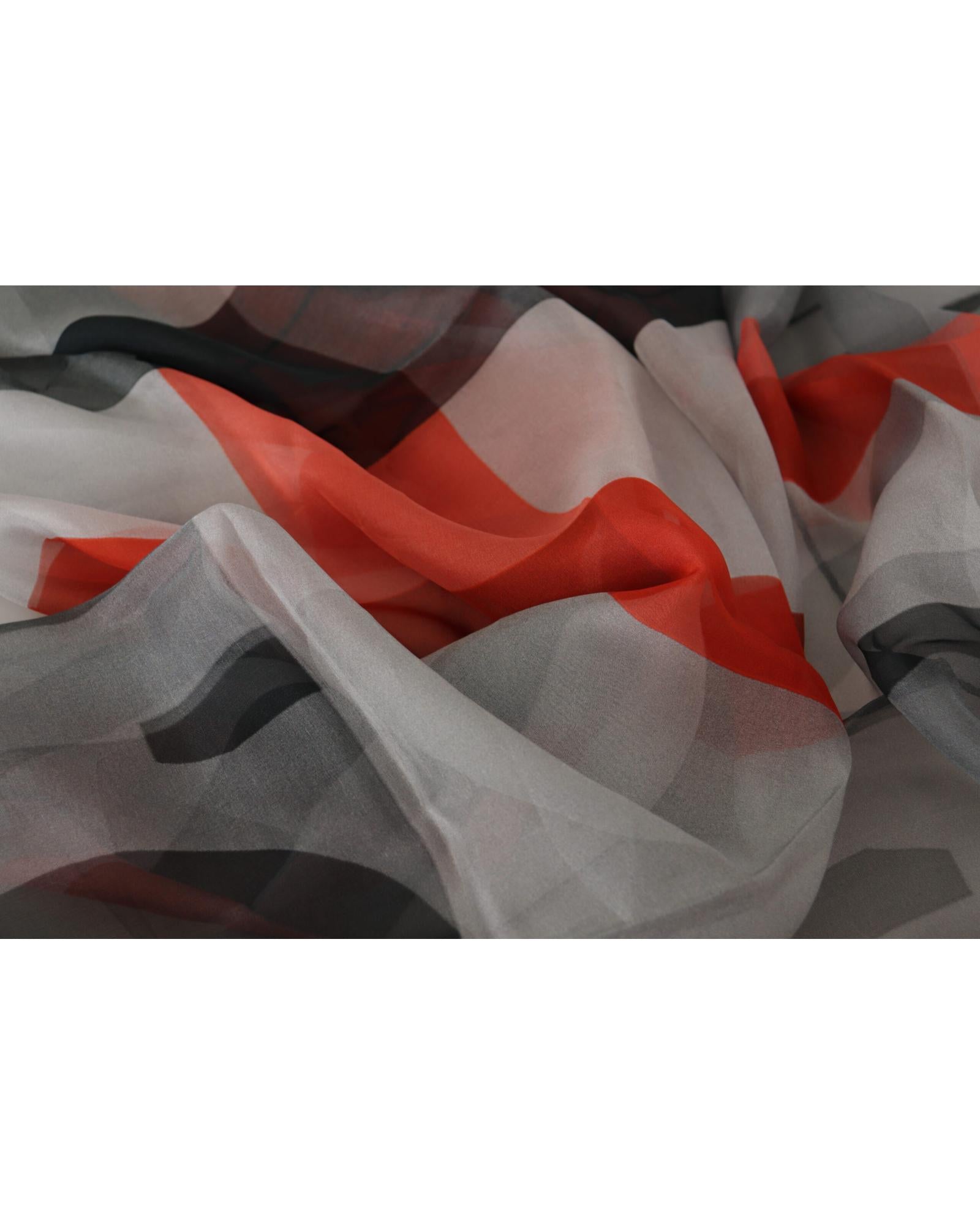 CNC Costume National Grey and Red Checkered Printed Silk Scarf One Size Women 5