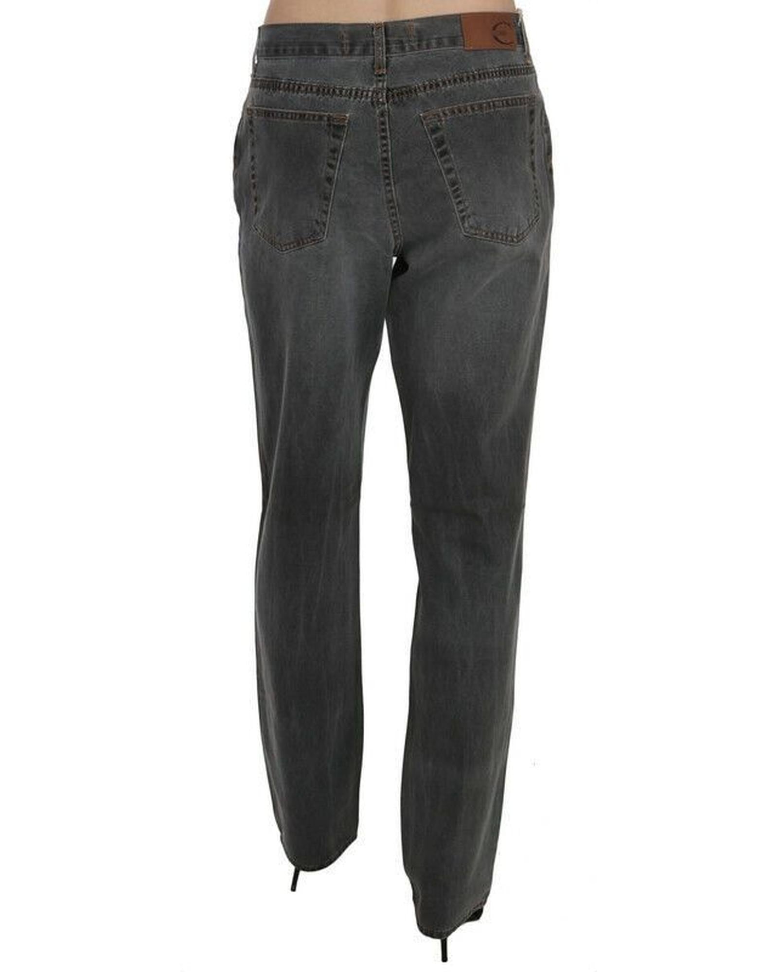 Mid Waist Straight Denim Pants with Logo Details W30 US Women 3