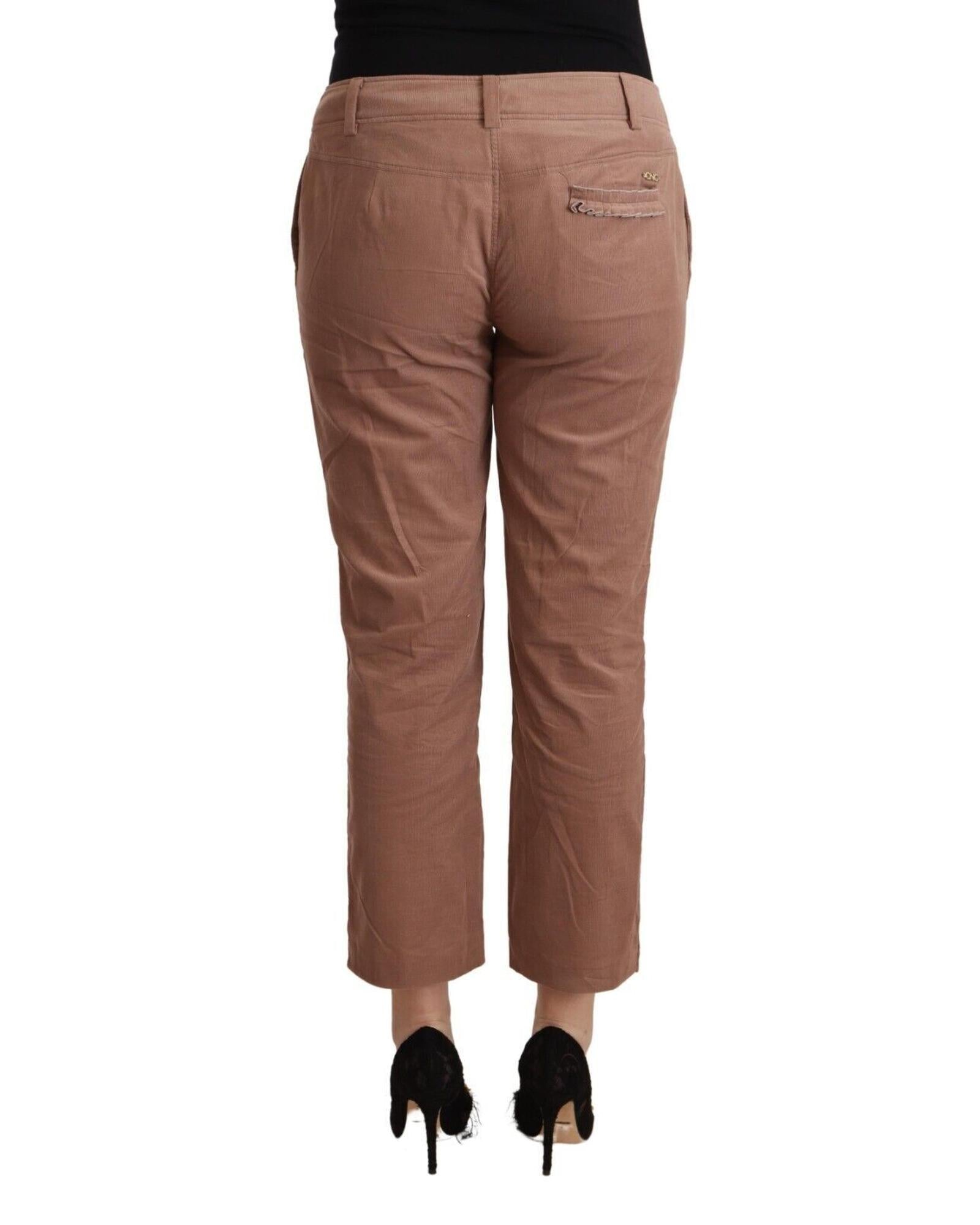 100% Authentic COSTUME NATIONAL Mid Waist Cotton Tapered Cropped Pants with Logo Details 38 IT Women 3