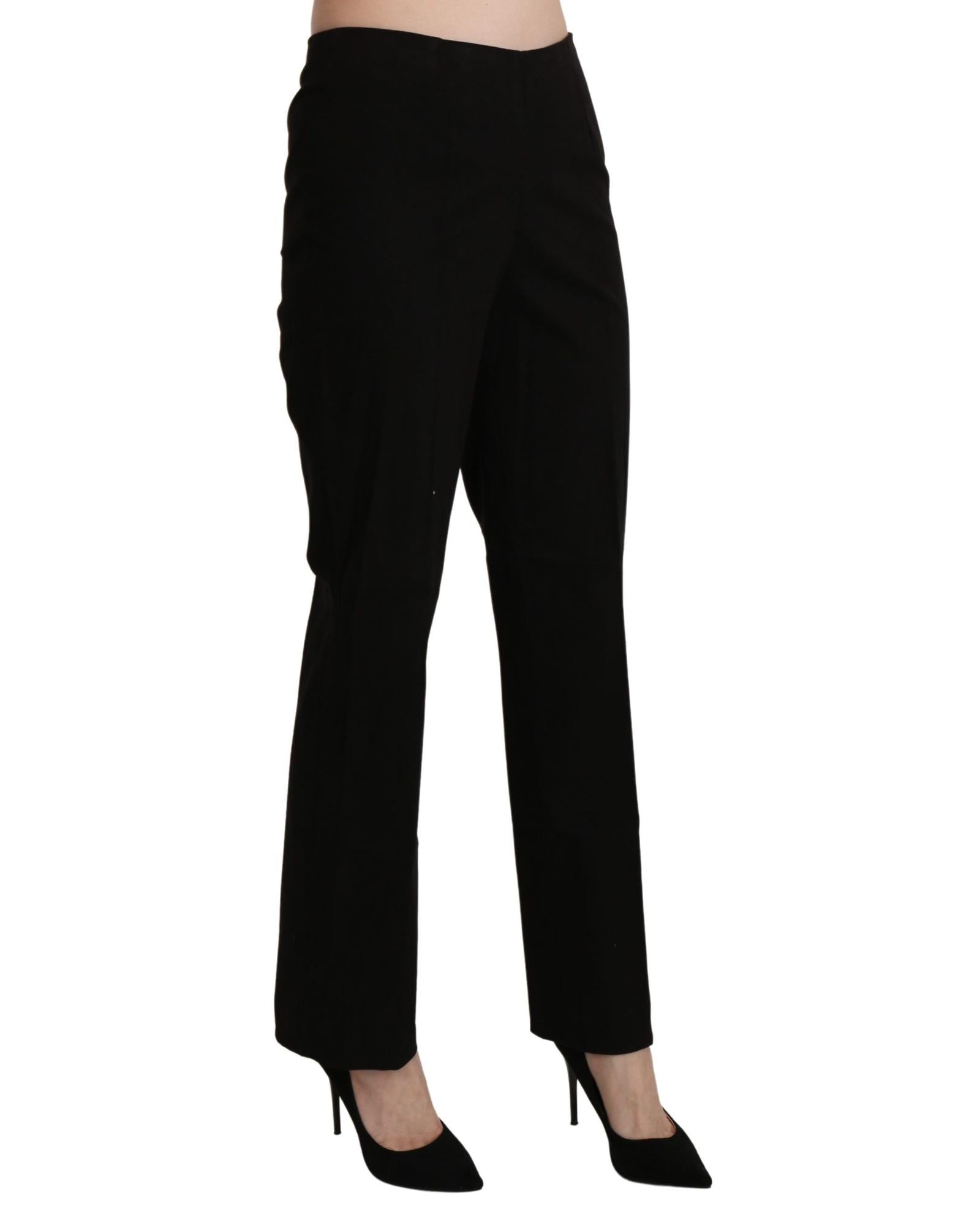 Black High Waist Straight Pants 44 IT Women 4