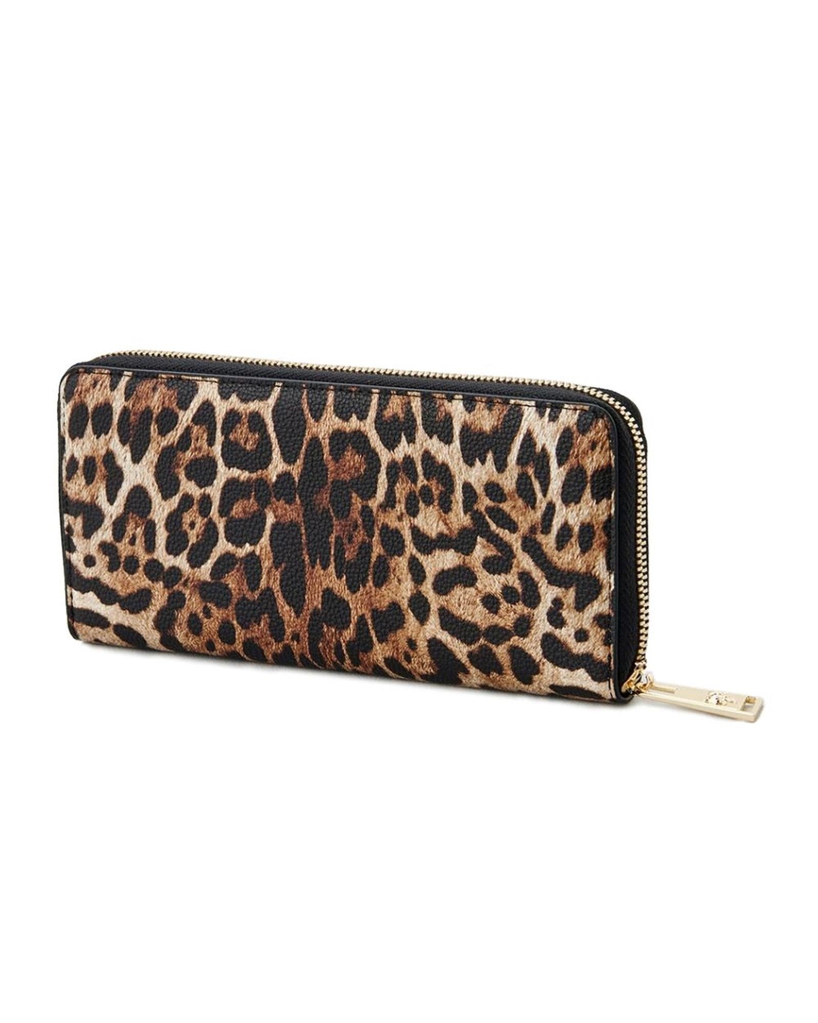 Plein Sport Zipper Wallet with BR Logo and Gold Hardware One Size Women