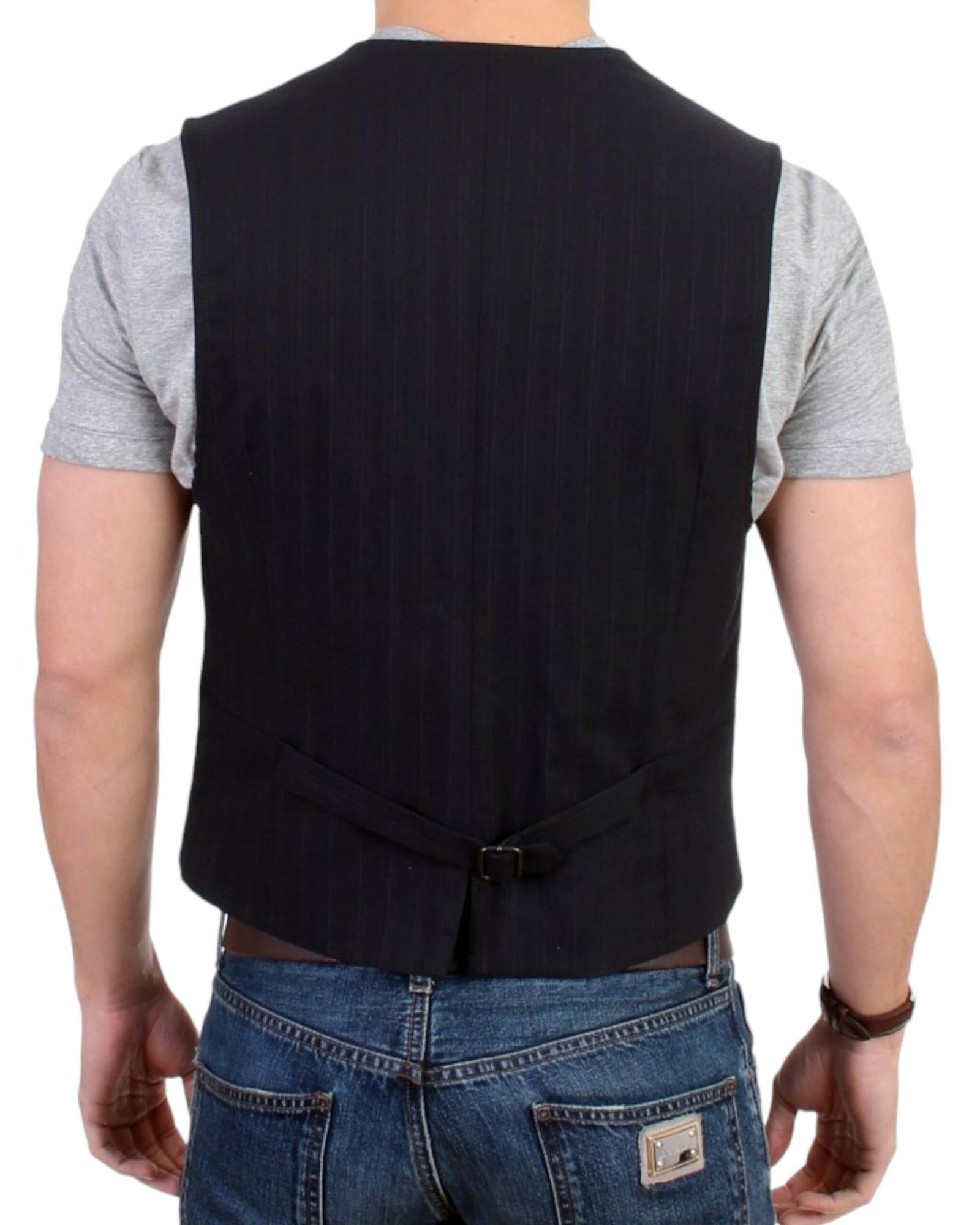 Costume National CNC Black Striped Casual Vest 48 IT Men 3