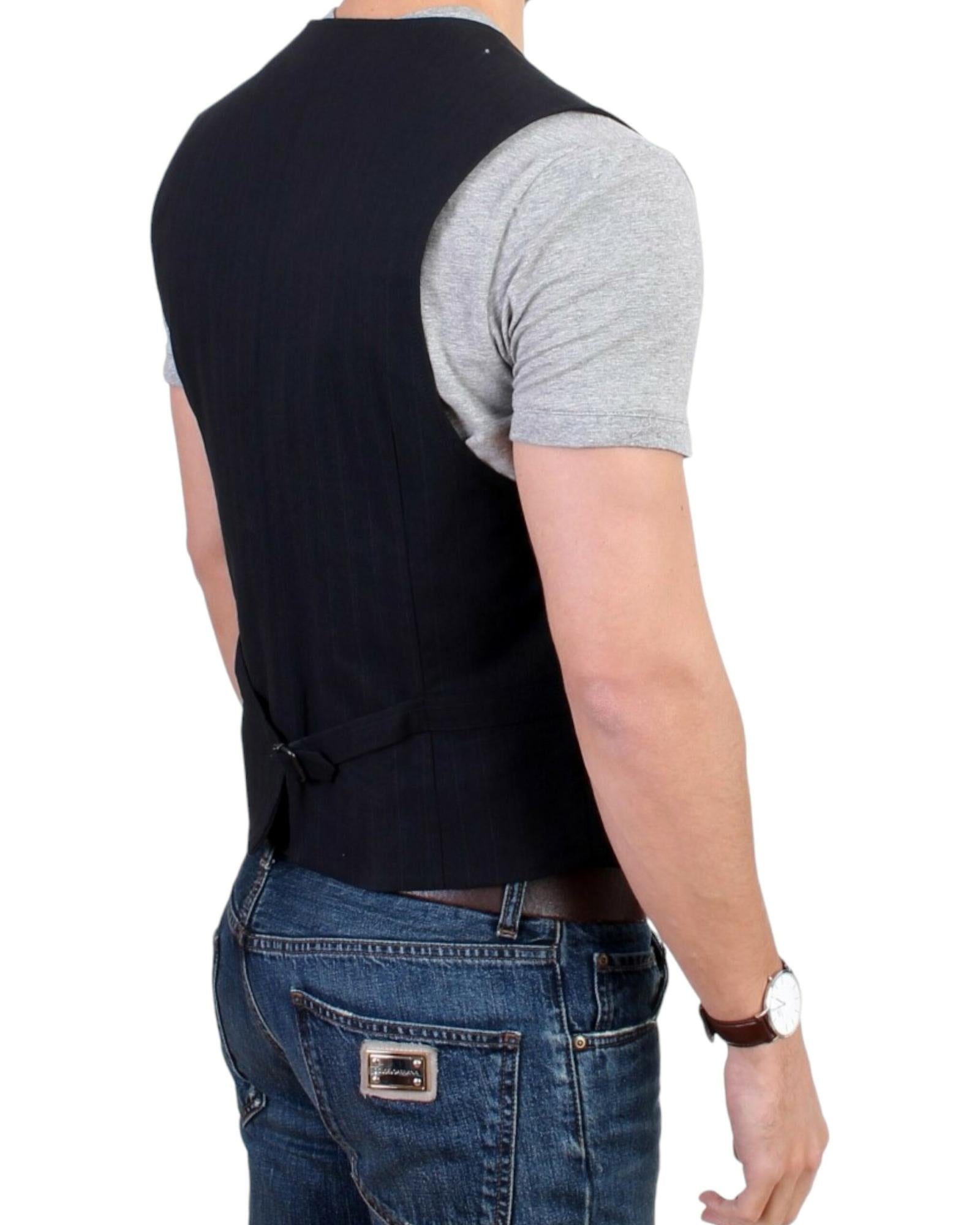 Costume National CNC Black Striped Casual Vest 48 IT Men 4