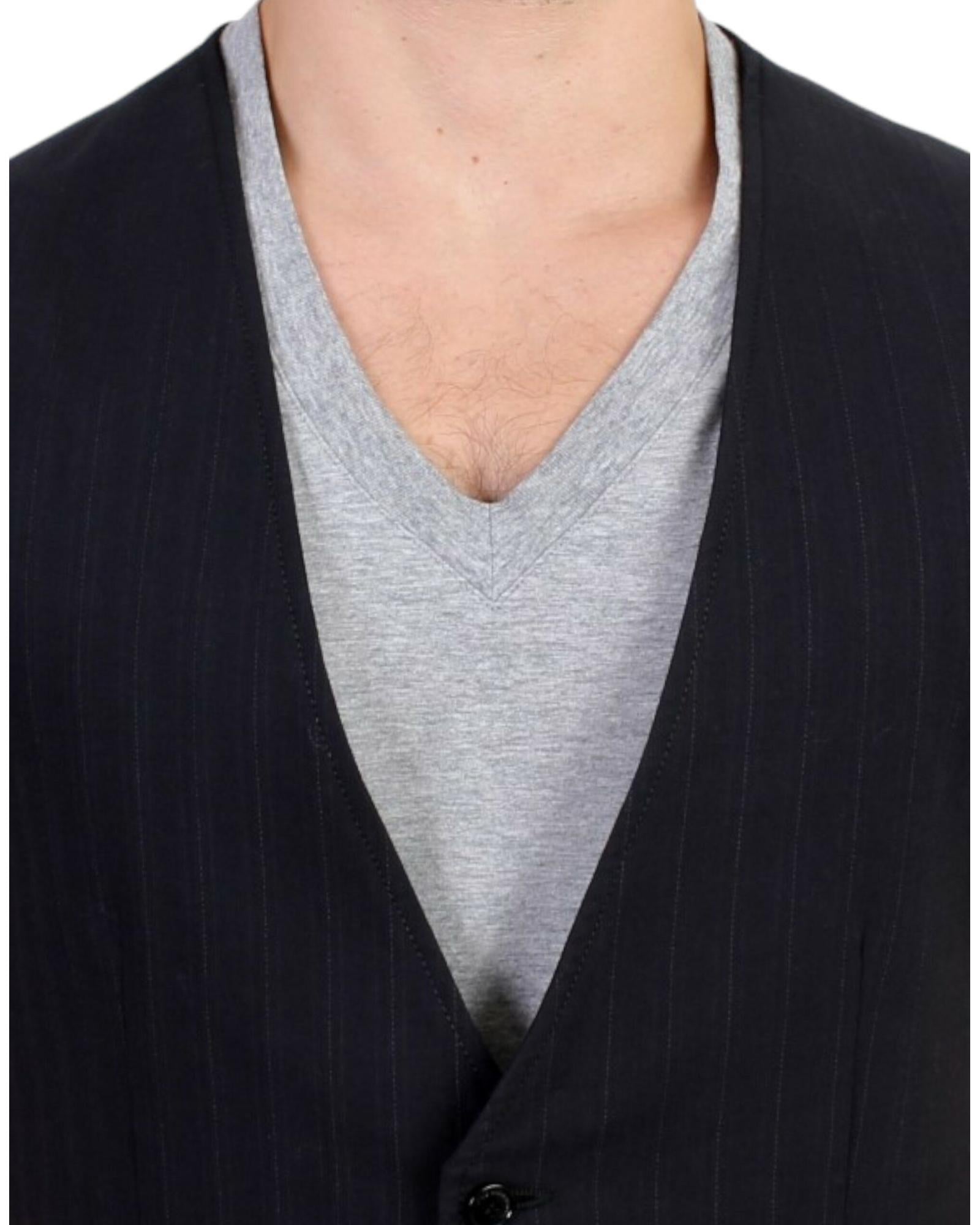 Costume National CNC Black Striped Casual Vest 48 IT Men 5