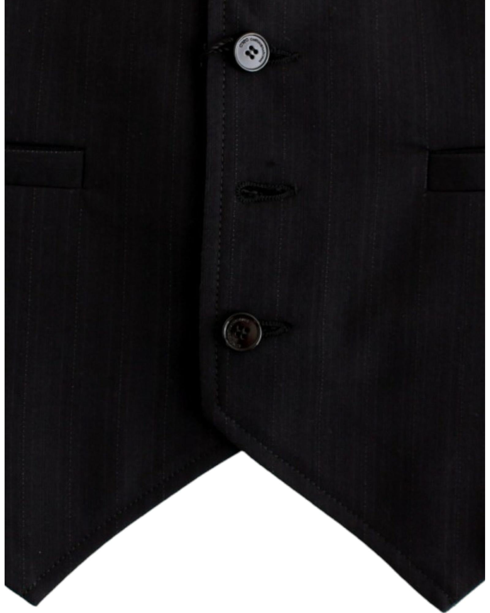 Costume National CNC Black Striped Casual Vest 48 IT Men 6