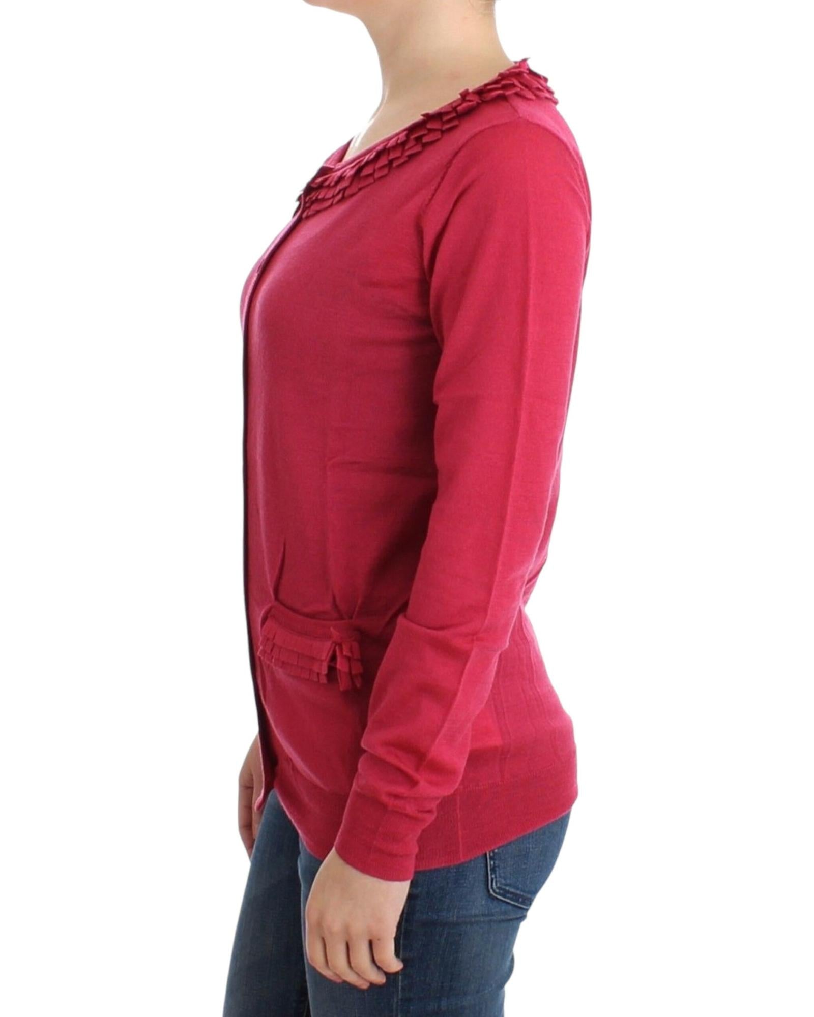Authentic John Galliano Pink Wool Cardigan with Logo Details S Women