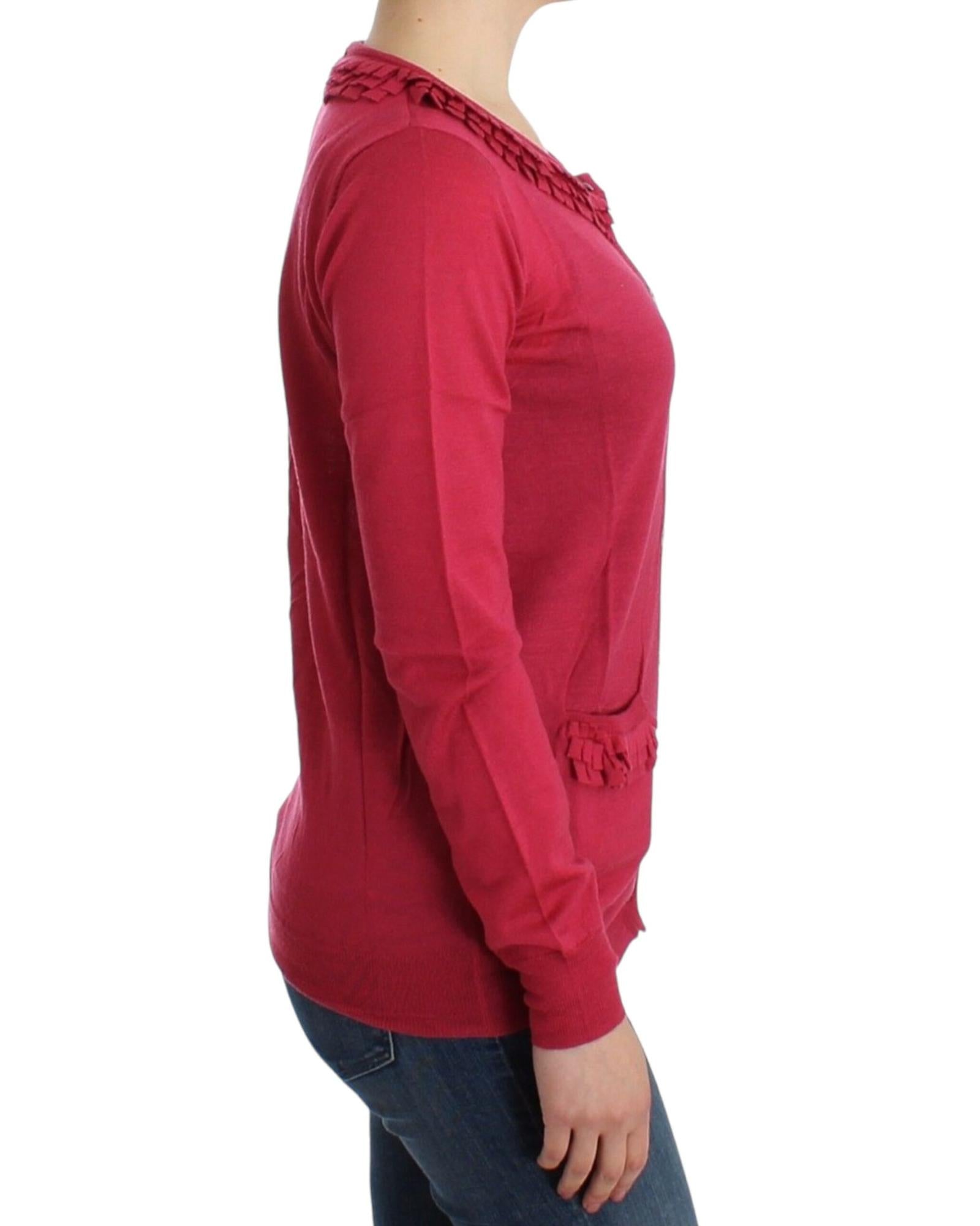 Authentic John Galliano Pink Wool Cardigan with Logo Details S Women 4