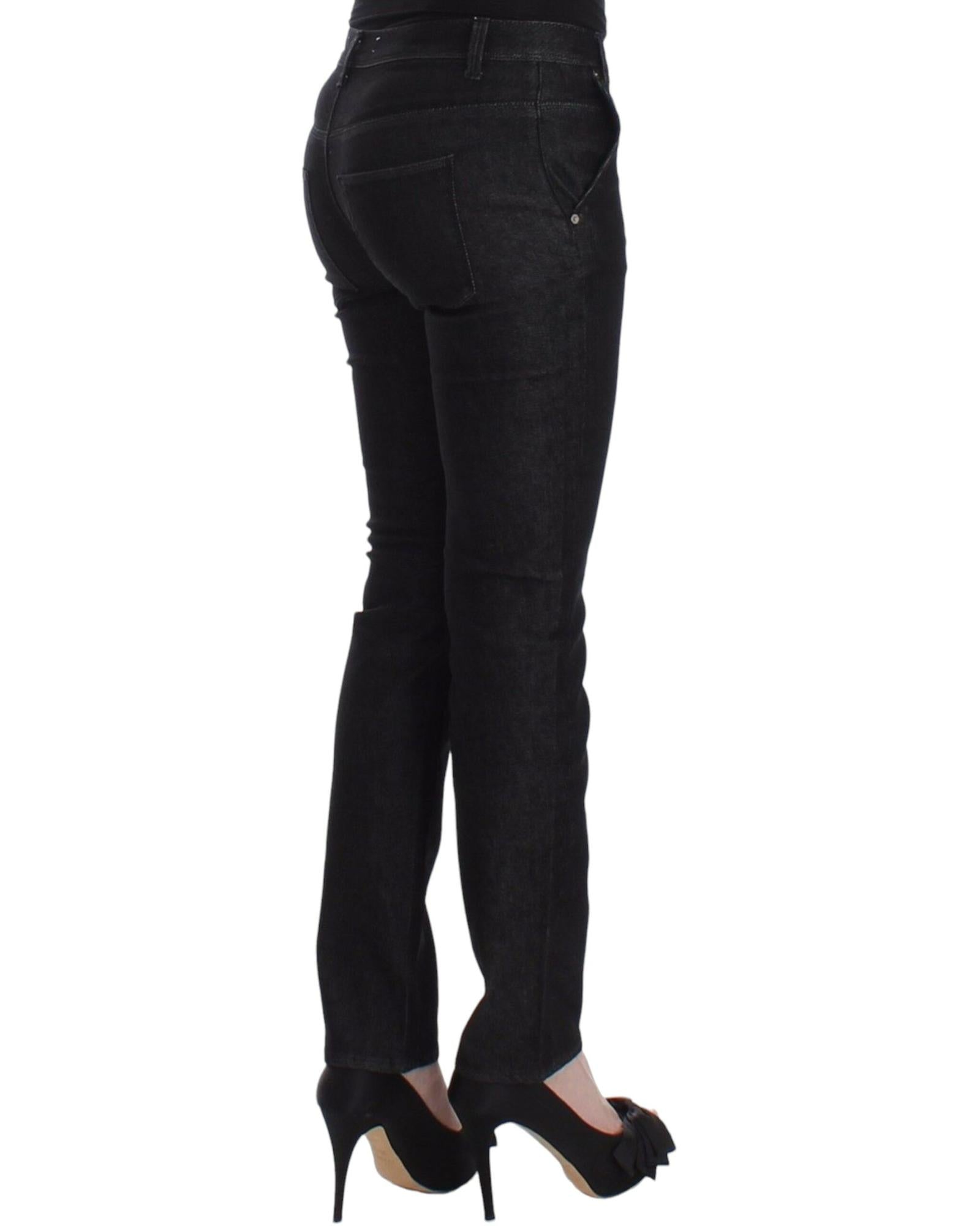 Authentic Ermanno Scervino Black Skinny Jeans with Logo Details W26 US Women 4