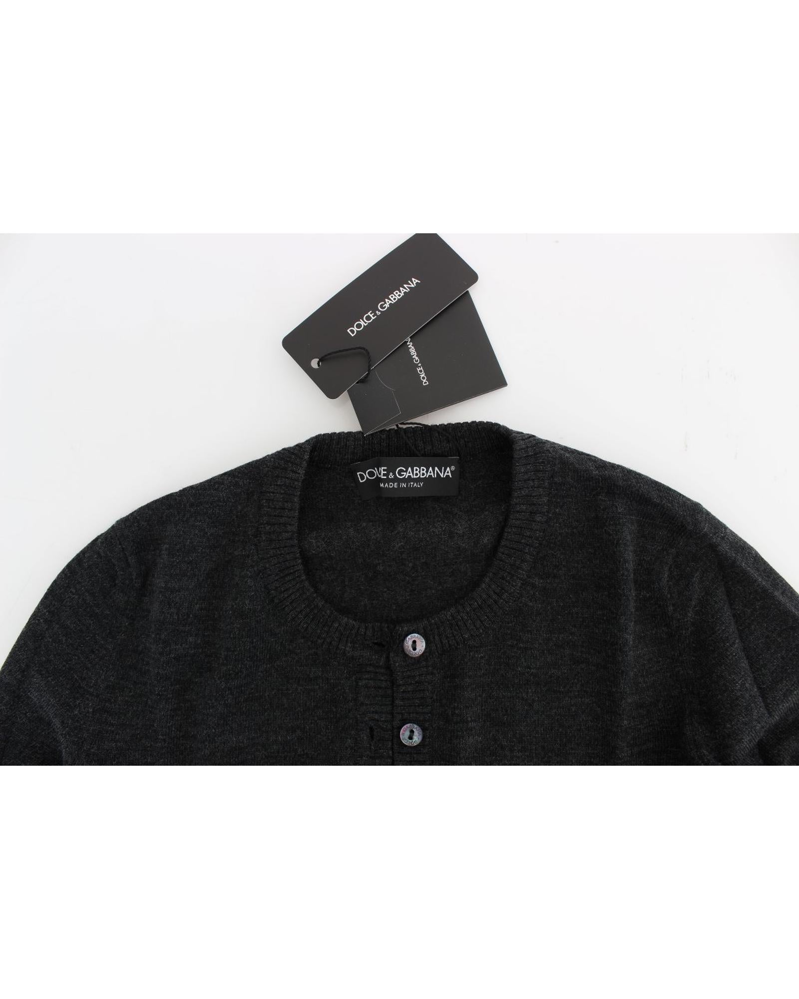 Gray Wool Cardigan Sweater with Logo Details 38 IT Women 6