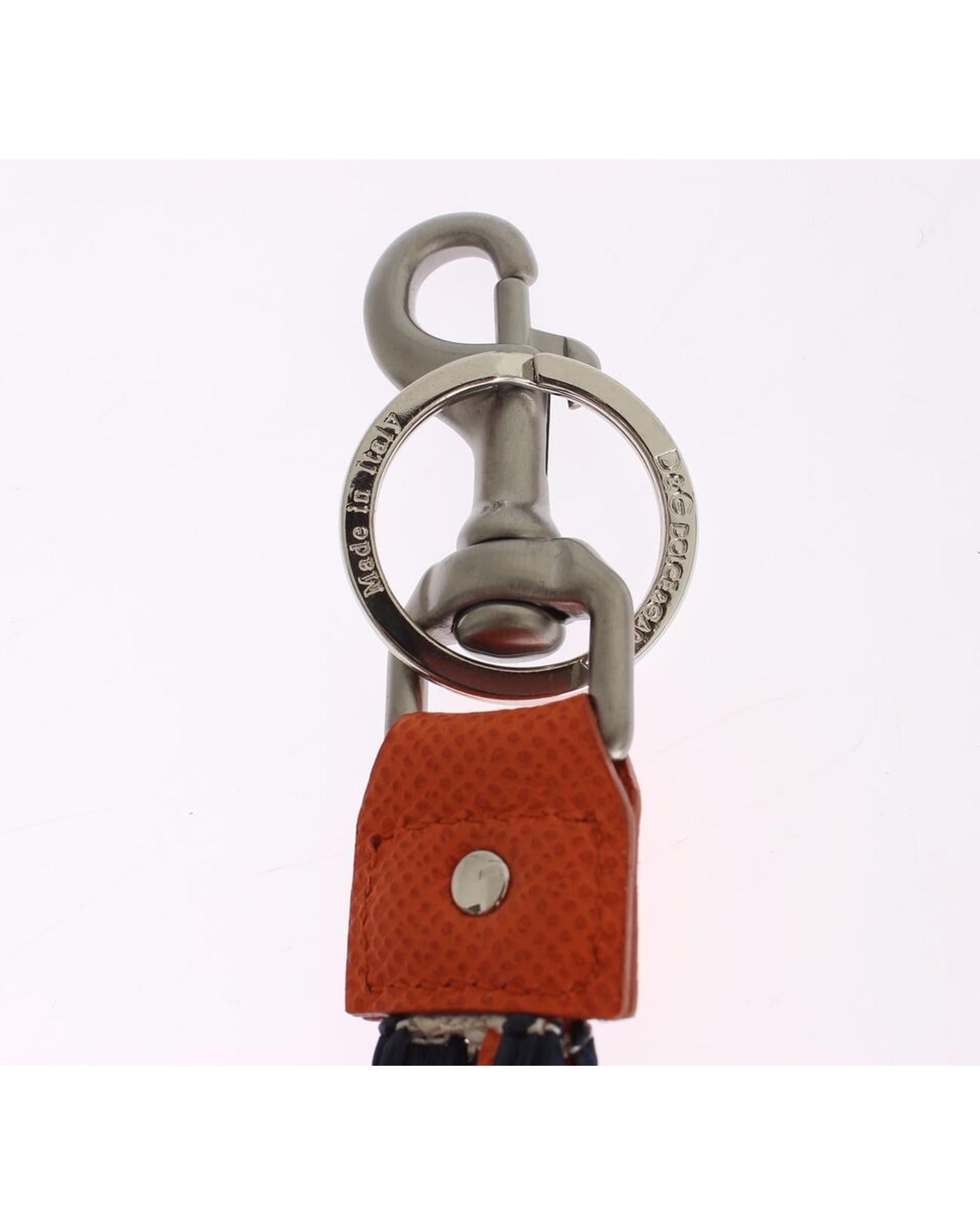 Dolce & Gabbana Women's Red White Raffia Leather Clasp Finder Keyring Keychain - One Size 3