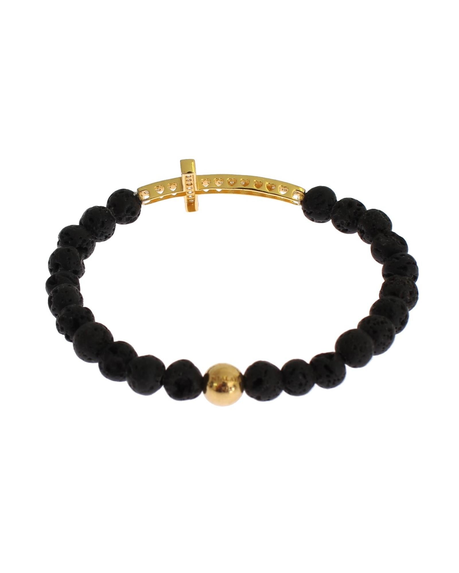 NIALAYA Gold Plated Sterling Silver Bracelet with CZ Diamond Cross S Women 4