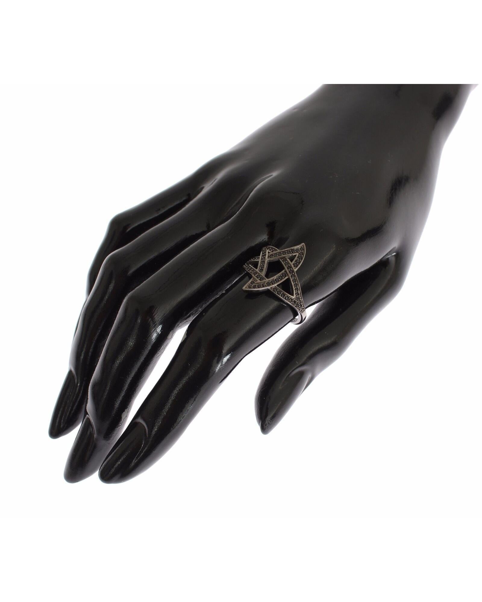 100% Authentic NIALAYA Black Rhodium Ring with CZ Crystals 52 EU Women 4