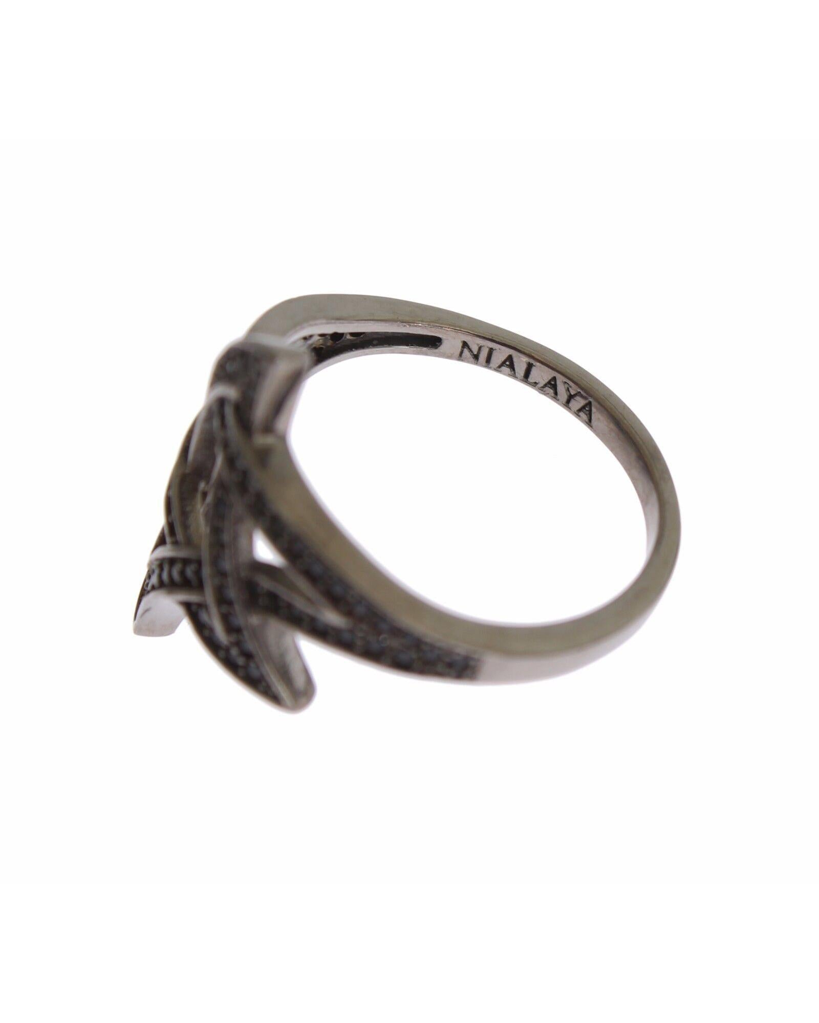 100% Authentic NIALAYA Black Rhodium Ring with CZ Crystals 52 EU Women 5