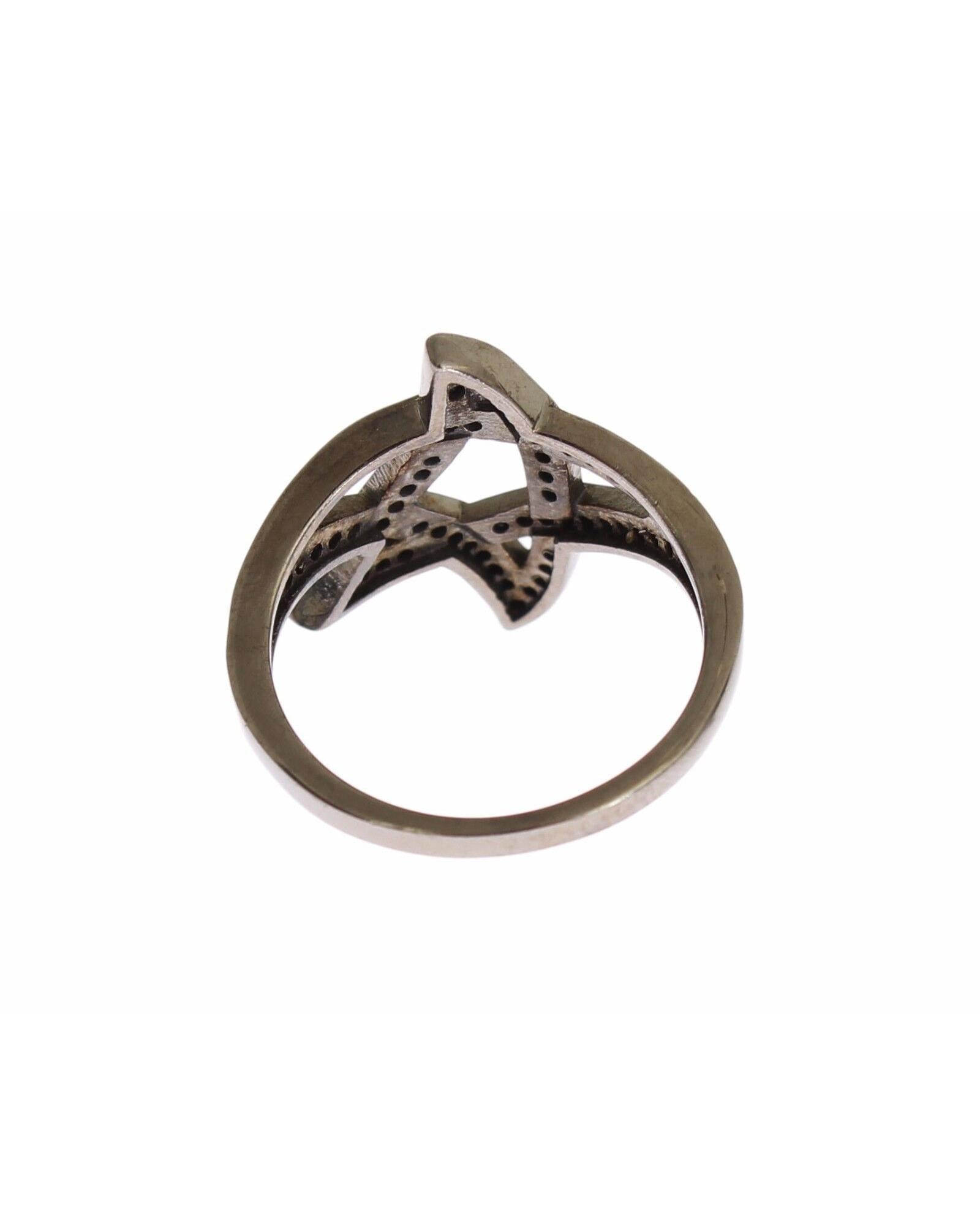 100% Authentic NIALAYA Black Rhodium Ring with CZ Crystals 54 EU Women 5