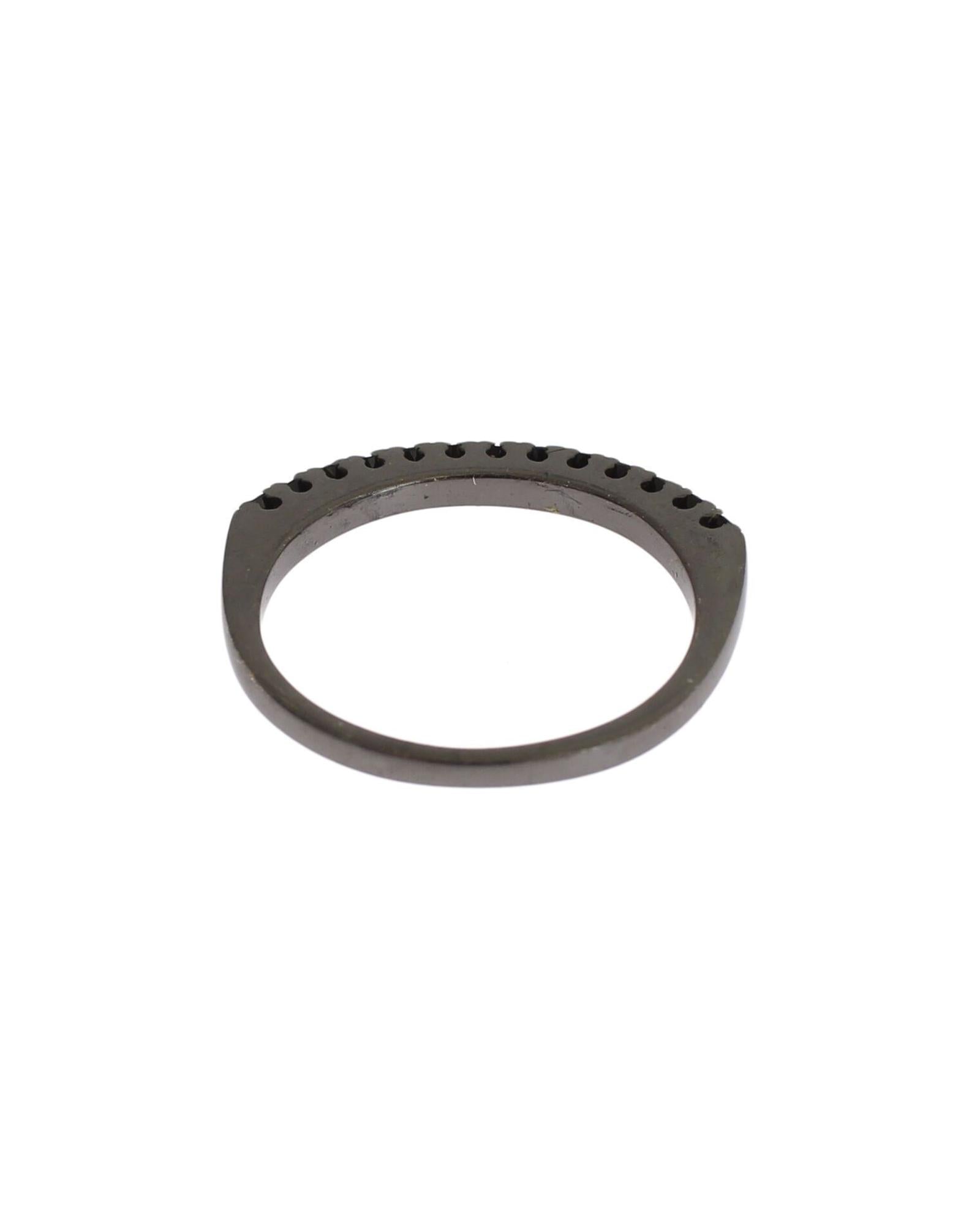 100% Authentic NIALAYA Sterling Silver Ring with Black CZ Crystals 47 EU Women 5