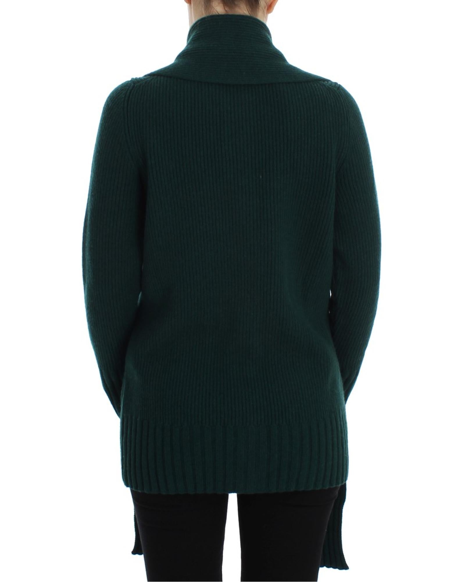 Green Cashmere Long Cardigan Sweater with Logo Details 44 IT Women 3