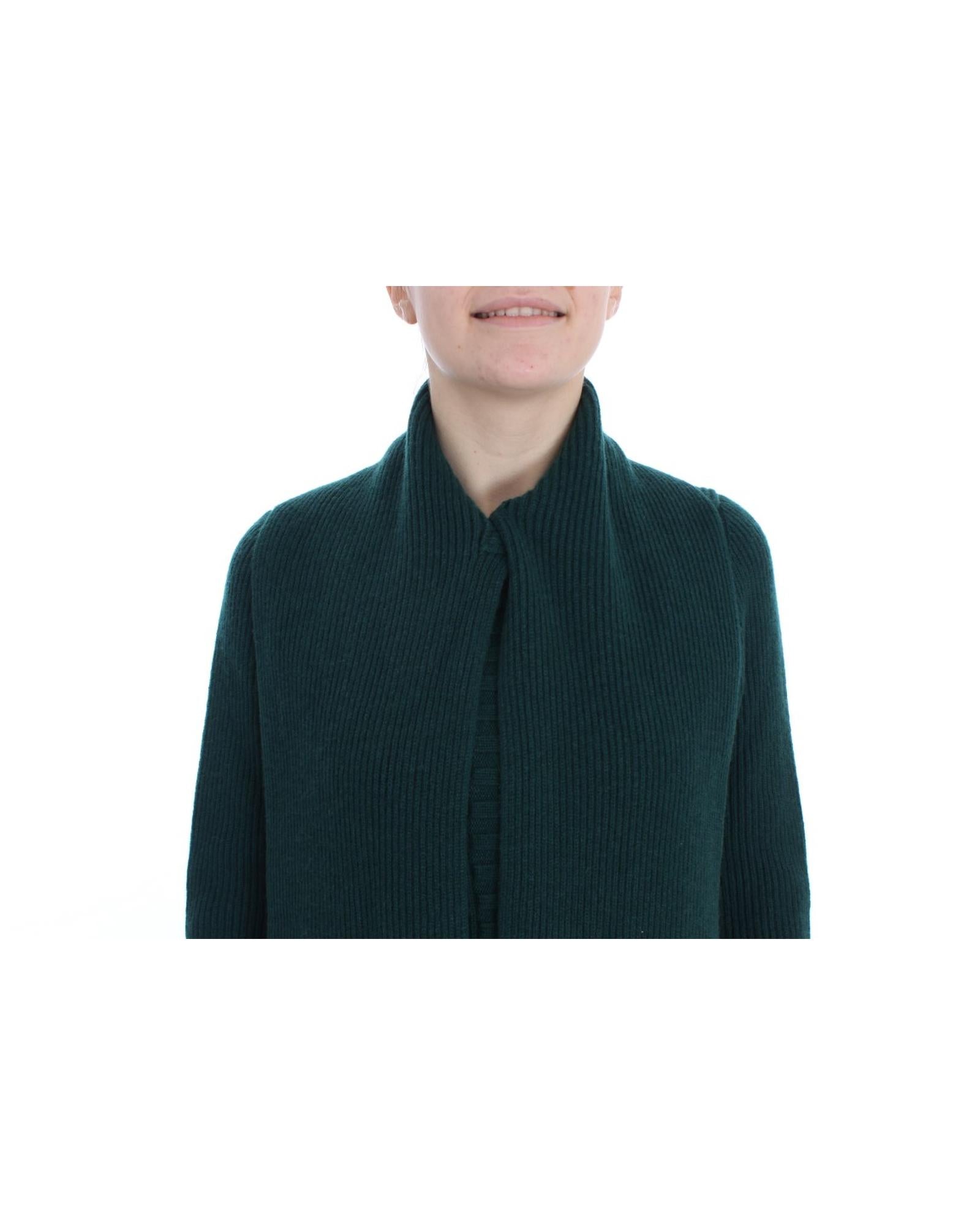 Green Cashmere Long Cardigan Sweater with Logo Details 44 IT Women 4