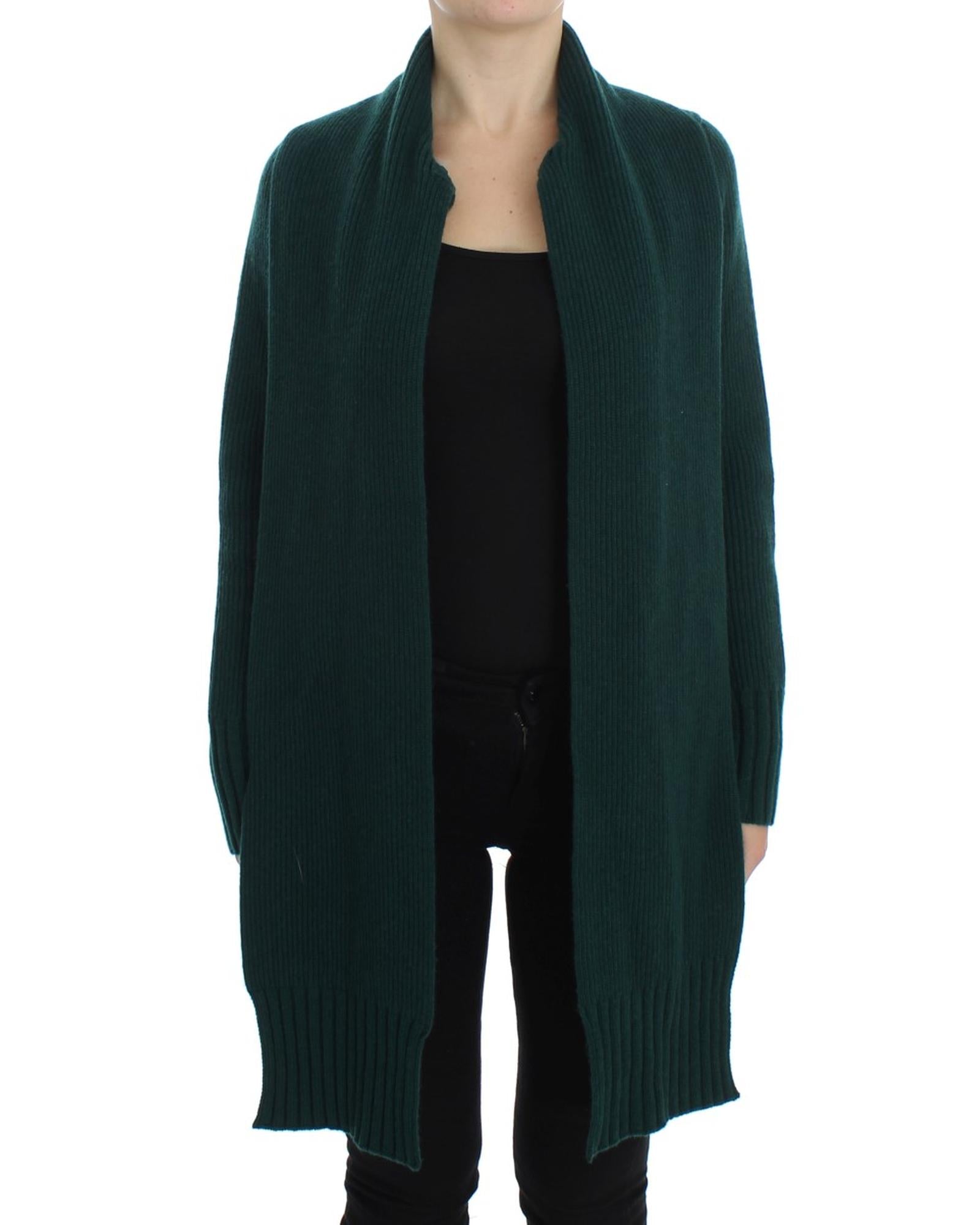 Green Cashmere Long Cardigan Sweater with Logo Details 44 IT Women 5