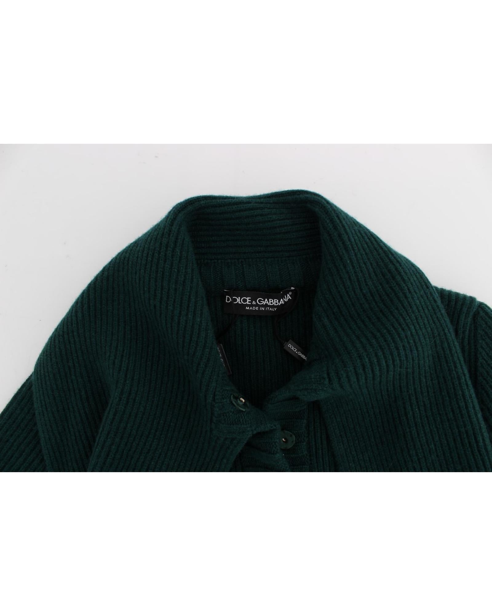 Green Cashmere Long Cardigan Sweater with Logo Details 44 IT Women 6