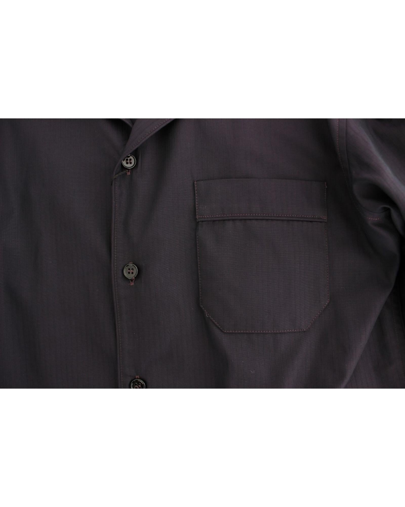 Purple Striped Cotton Nightshirt with Logo Details M Men 6