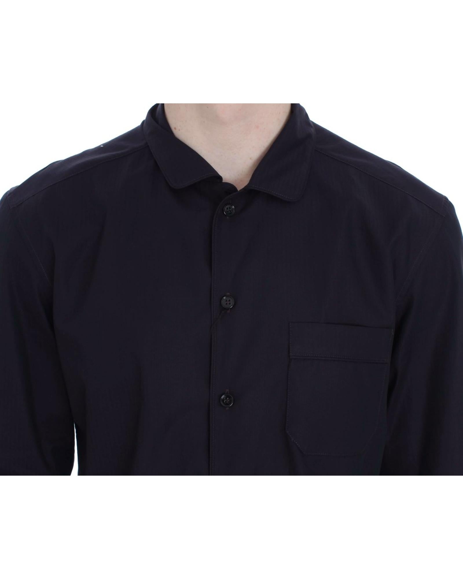 Purple Striped Cotton Nightshirt with Logo Details S Men 4