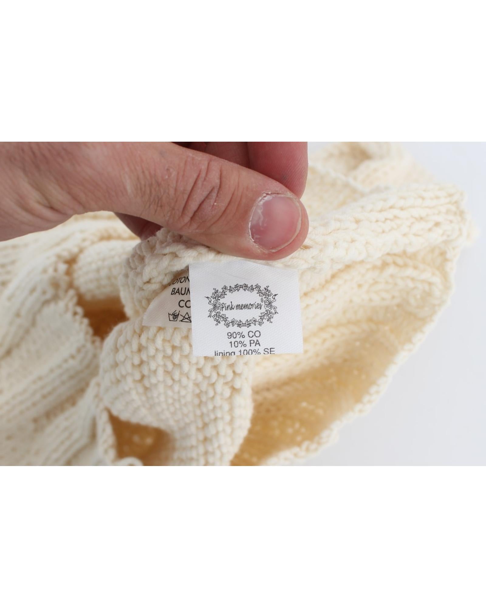 PINK MEMORIES Beige Knitted Cotton Blend Vest Sweater One Size Women 5