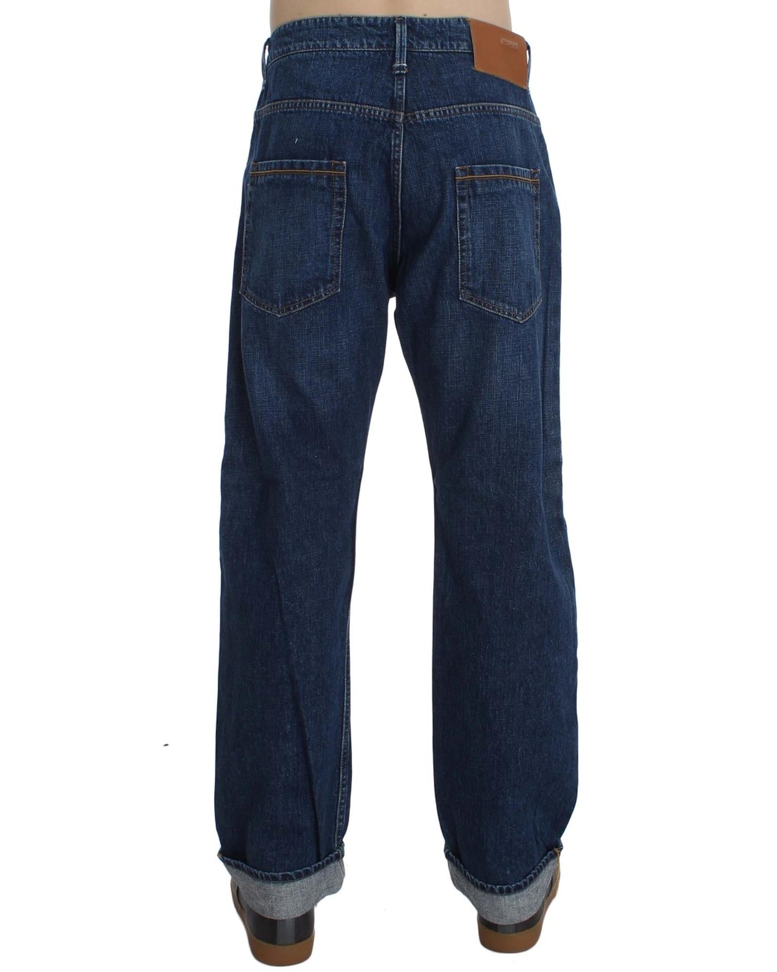 Baggy Loose Blue Wash Jeans with Logo Details by ACHT W34 US Men 3