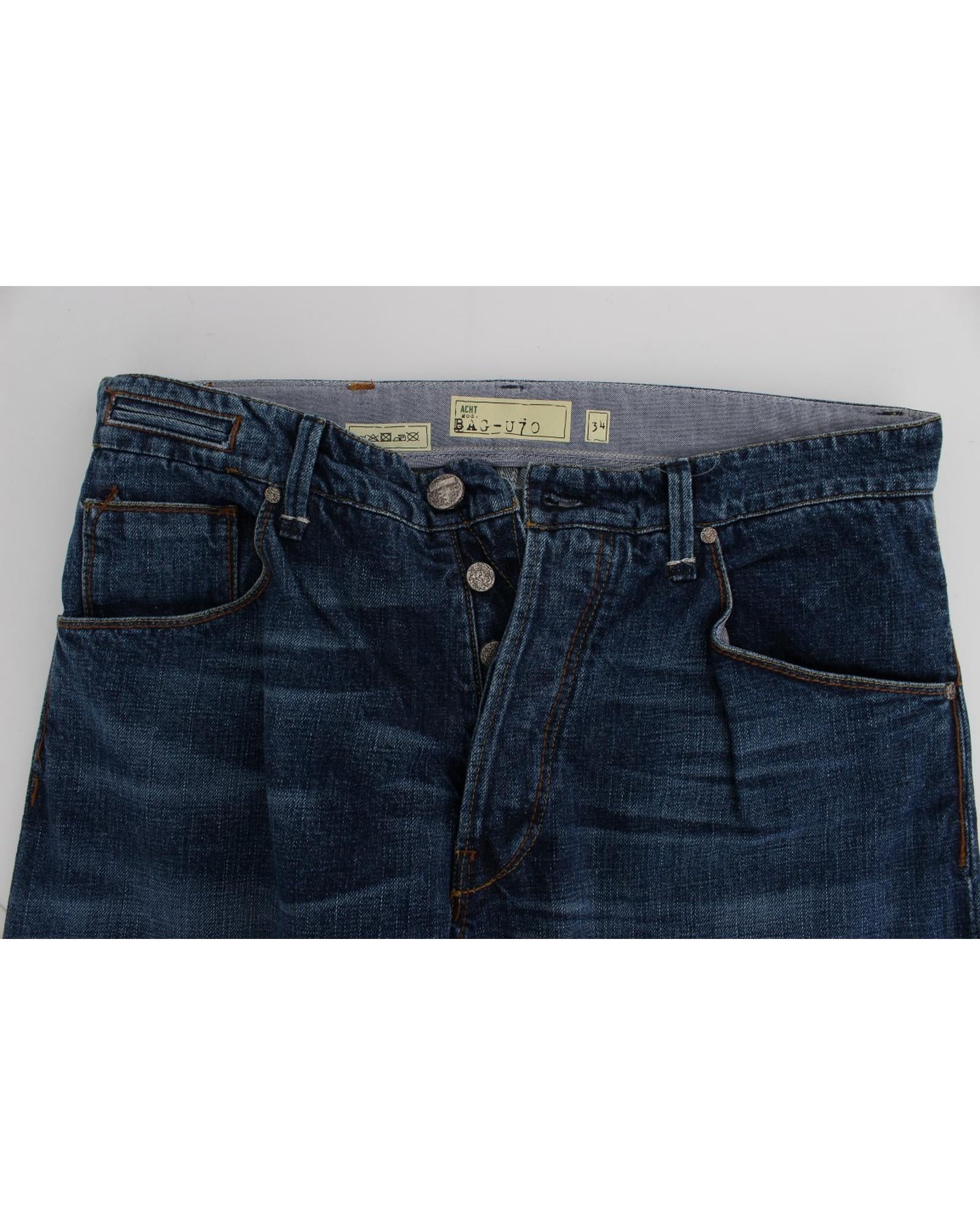 Baggy Loose Blue Wash Jeans with Logo Details by ACHT W34 US Men 5