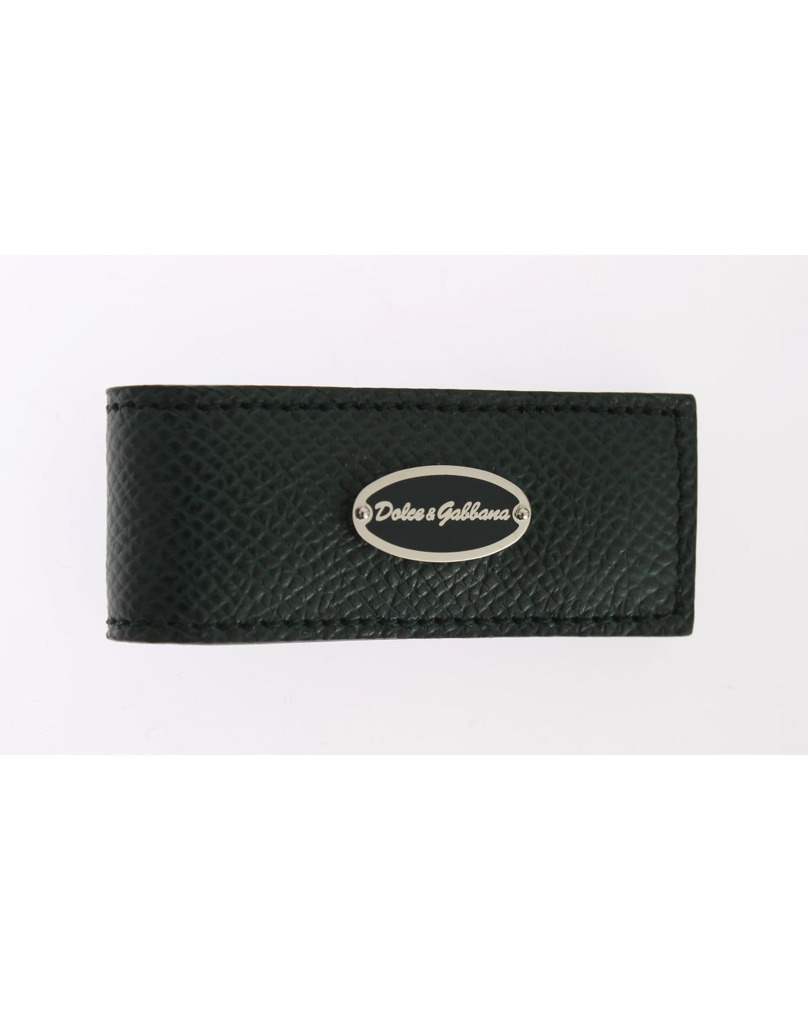 Authentic Dolce & Gabbana Green Leather Money Bar Clip One Size Men 4