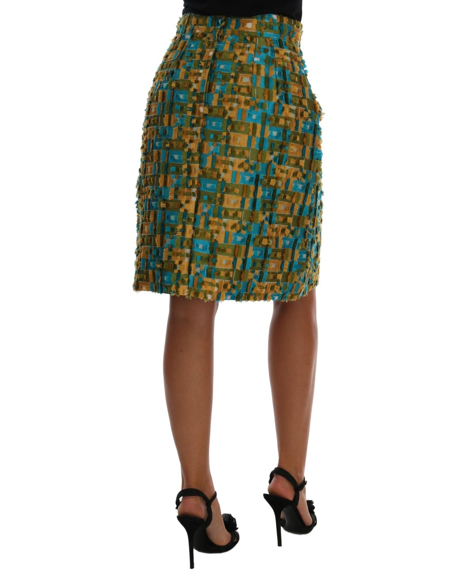 Dolce & Gabbana Green Jacquard High Waist Pencil Skirt 38 IT Women 3