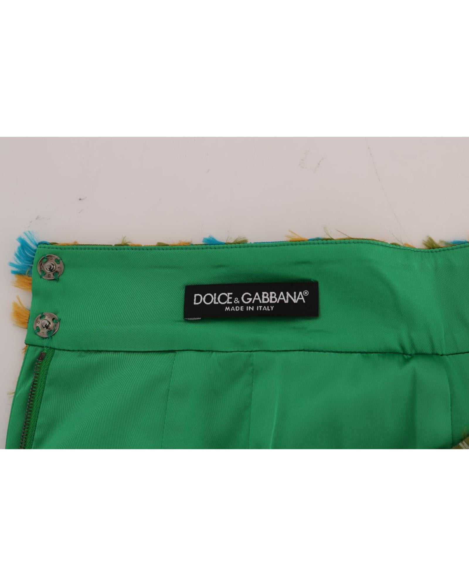 Dolce & Gabbana Green Jacquard High Waist Pencil Skirt 38 IT Women 5