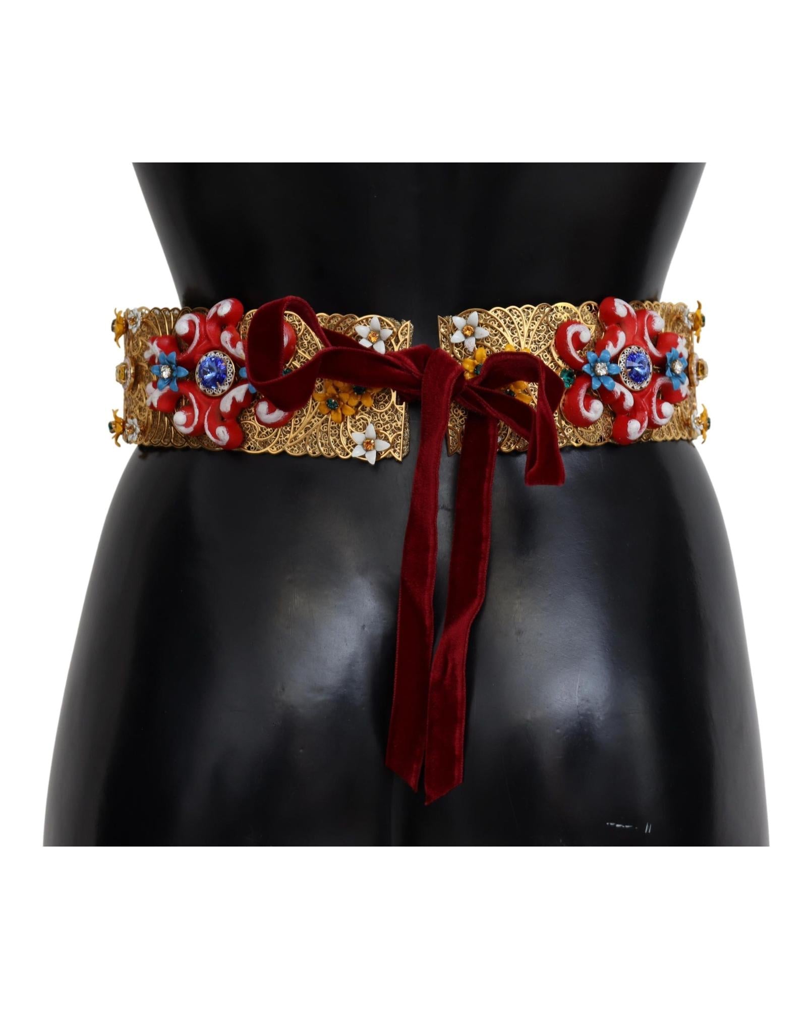 Floral Crystal Embellished Wide Waist Belt 42 IT Women 3