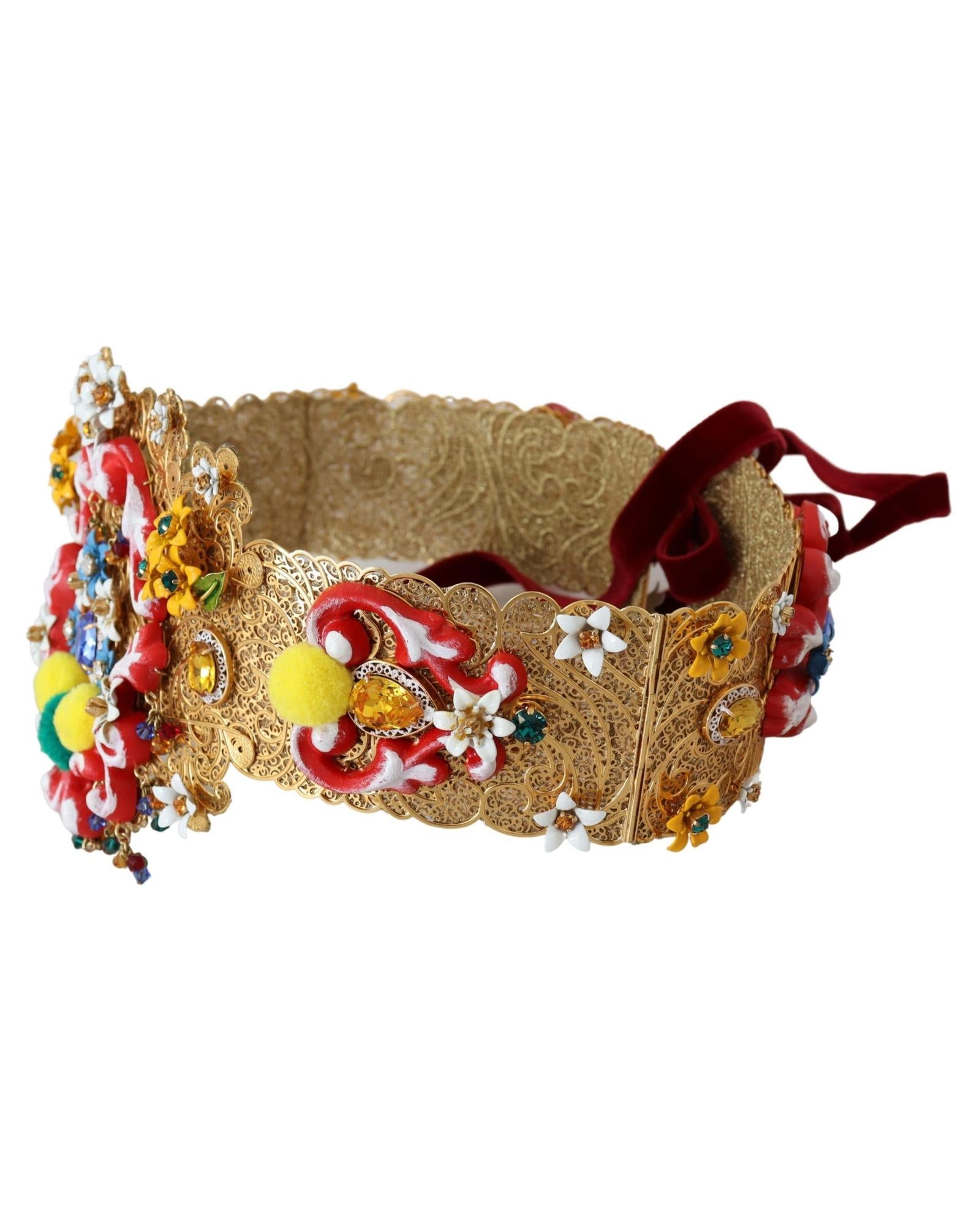 Floral Crystal Embellished Wide Waist Belt 42 IT Women 5