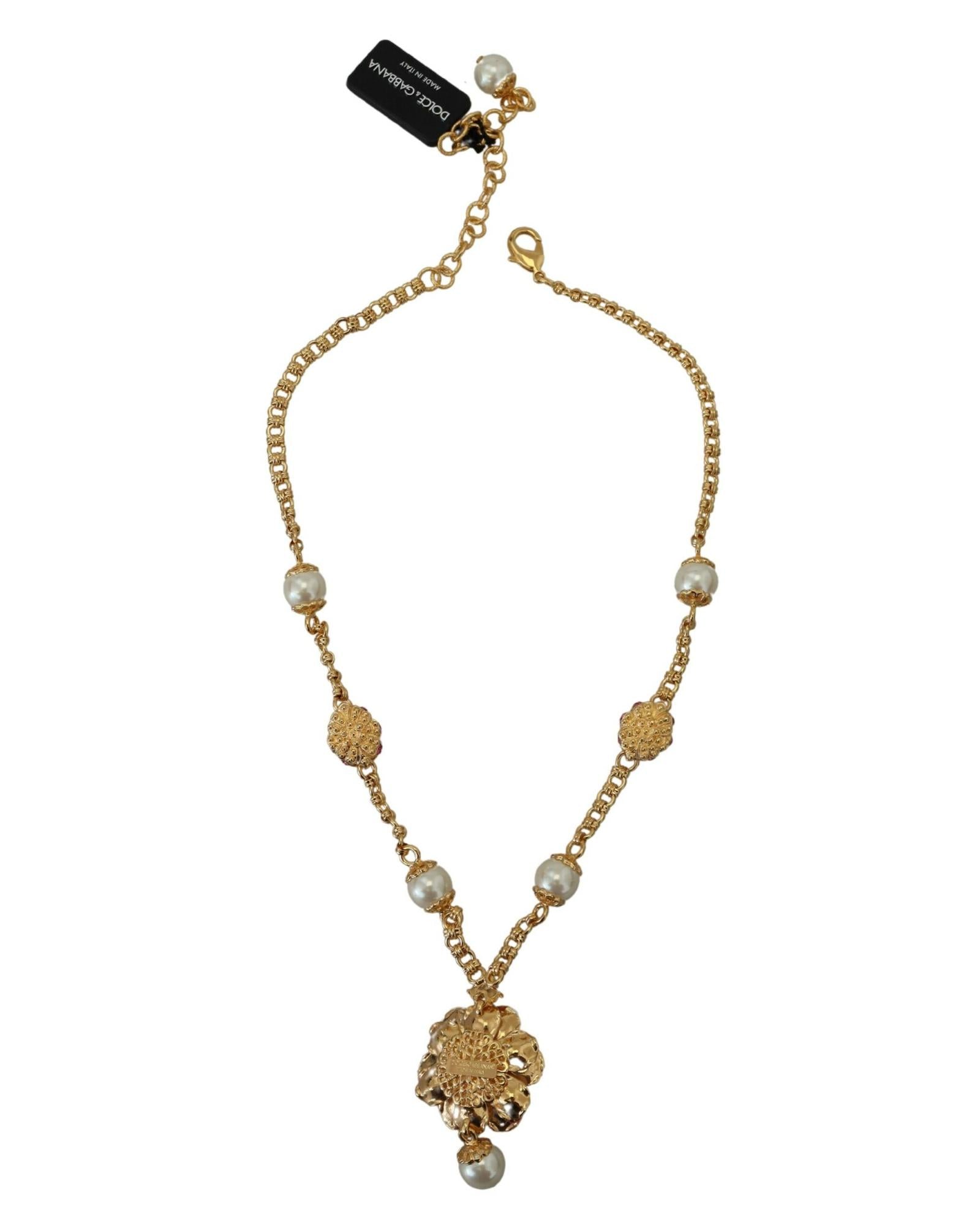 Dolce & Gabbana Gold Crystal Statement Charm Necklace One Size Women 4