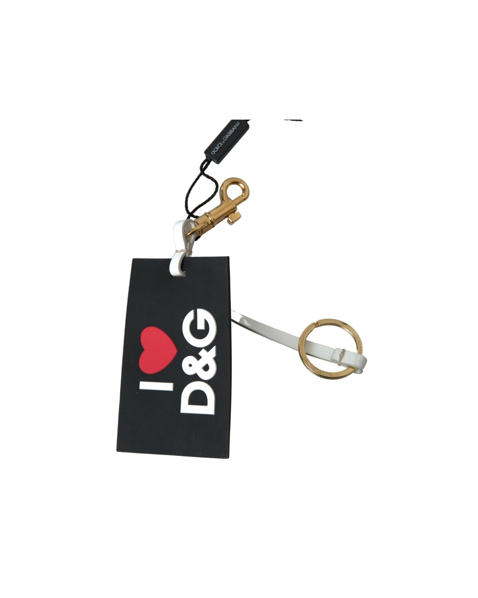 Dolce & Gabbana Women's Black Silicone DG Logo Gold Brass Keychain - One Size 4