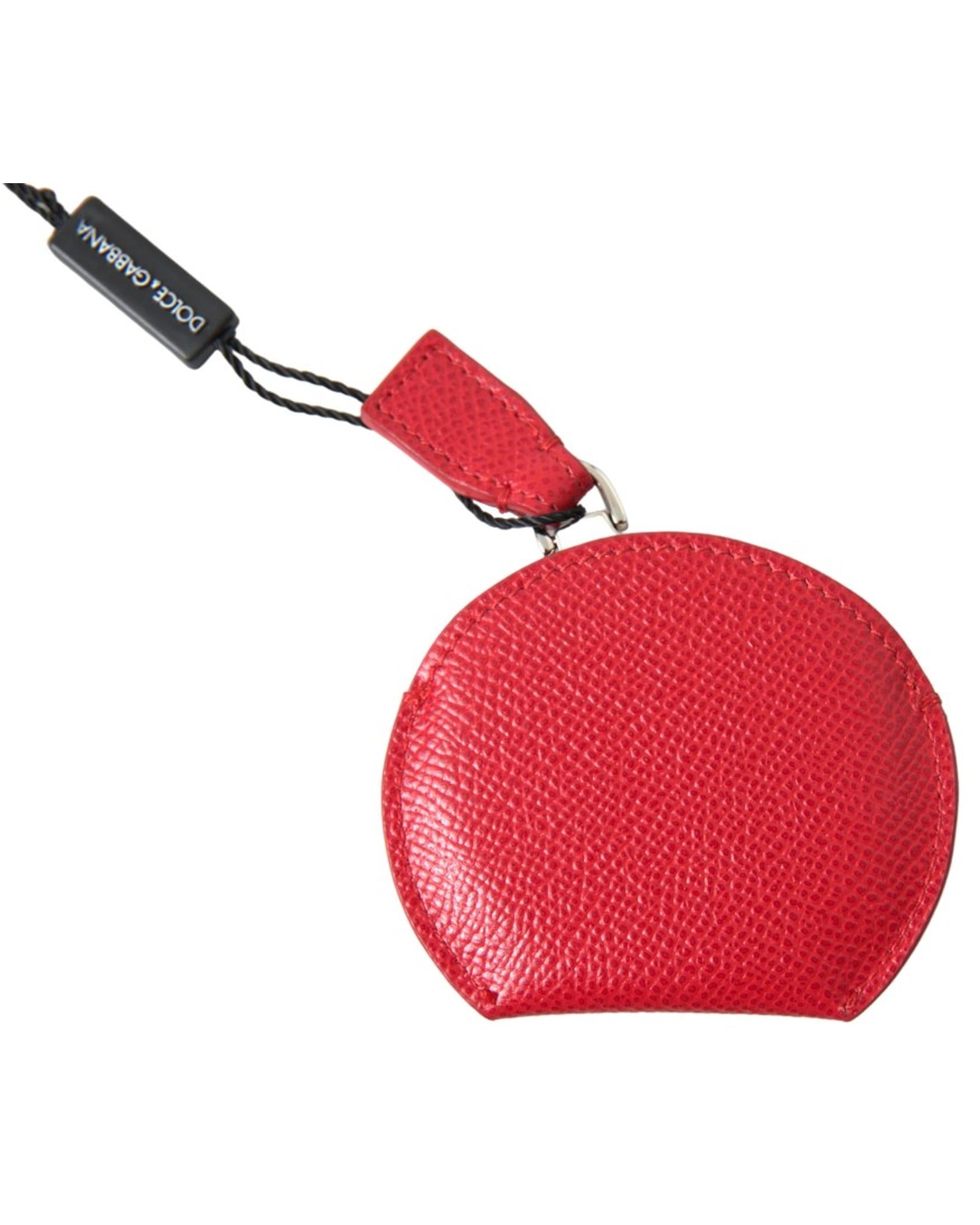 Dolce & Gabbana Women's Red Calfskin Leather Hand Mirror Holder - One Size 4