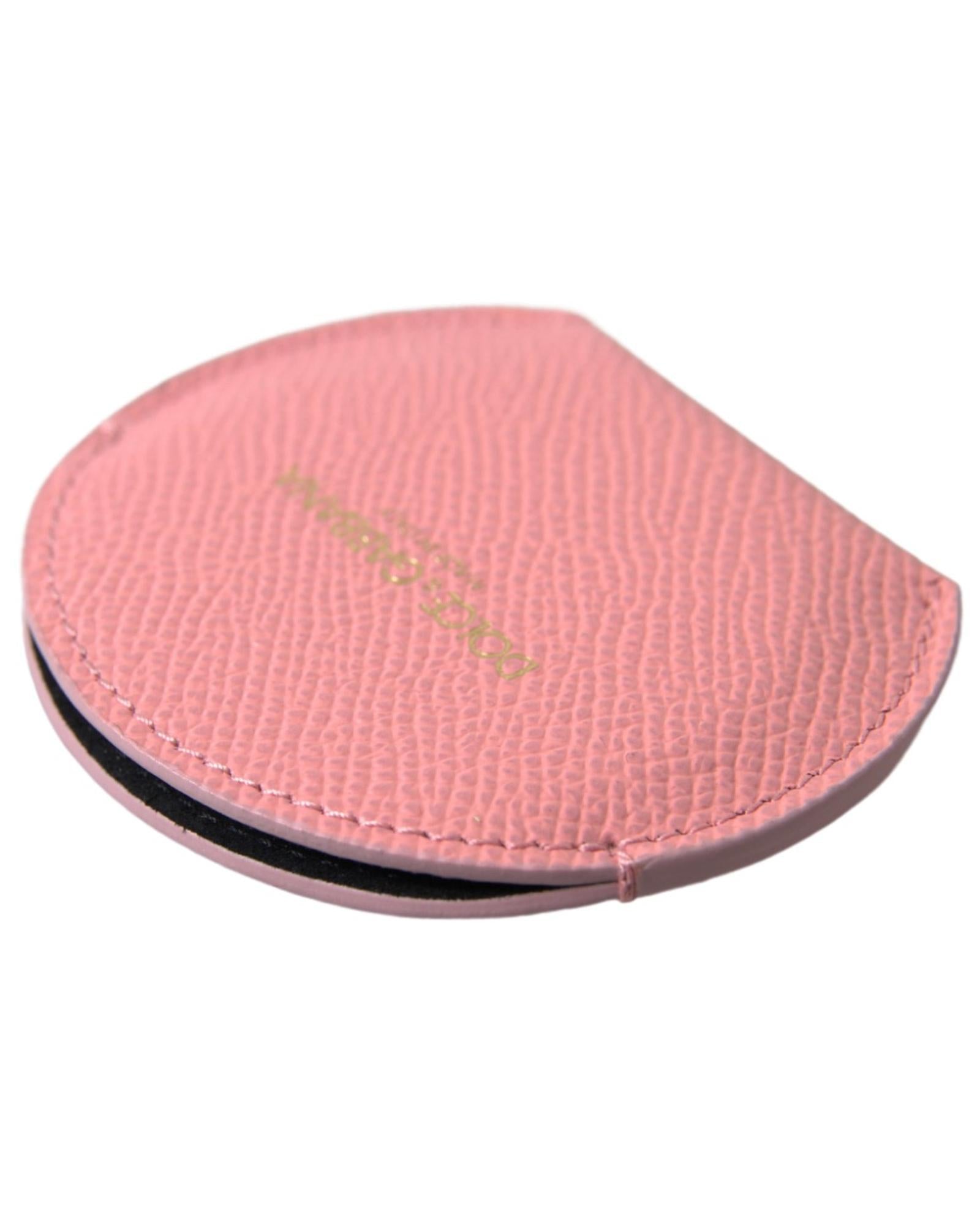 Dolce & Gabbana Women's Pink Calfskin Leather Round Mirror Holder - One Size 3