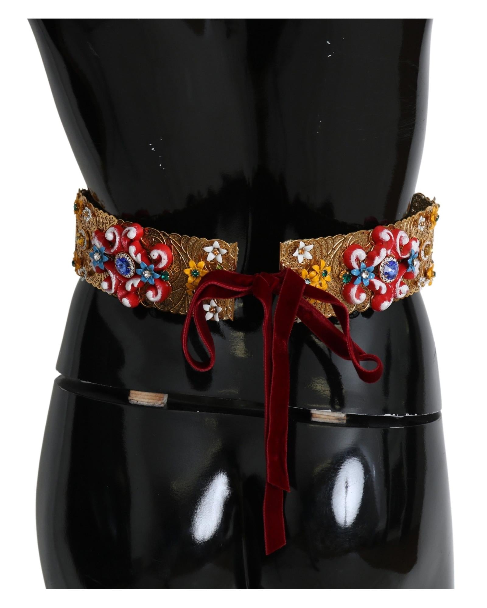 Floral Crystal Embellished Wide Waist Belt 42 IT Women