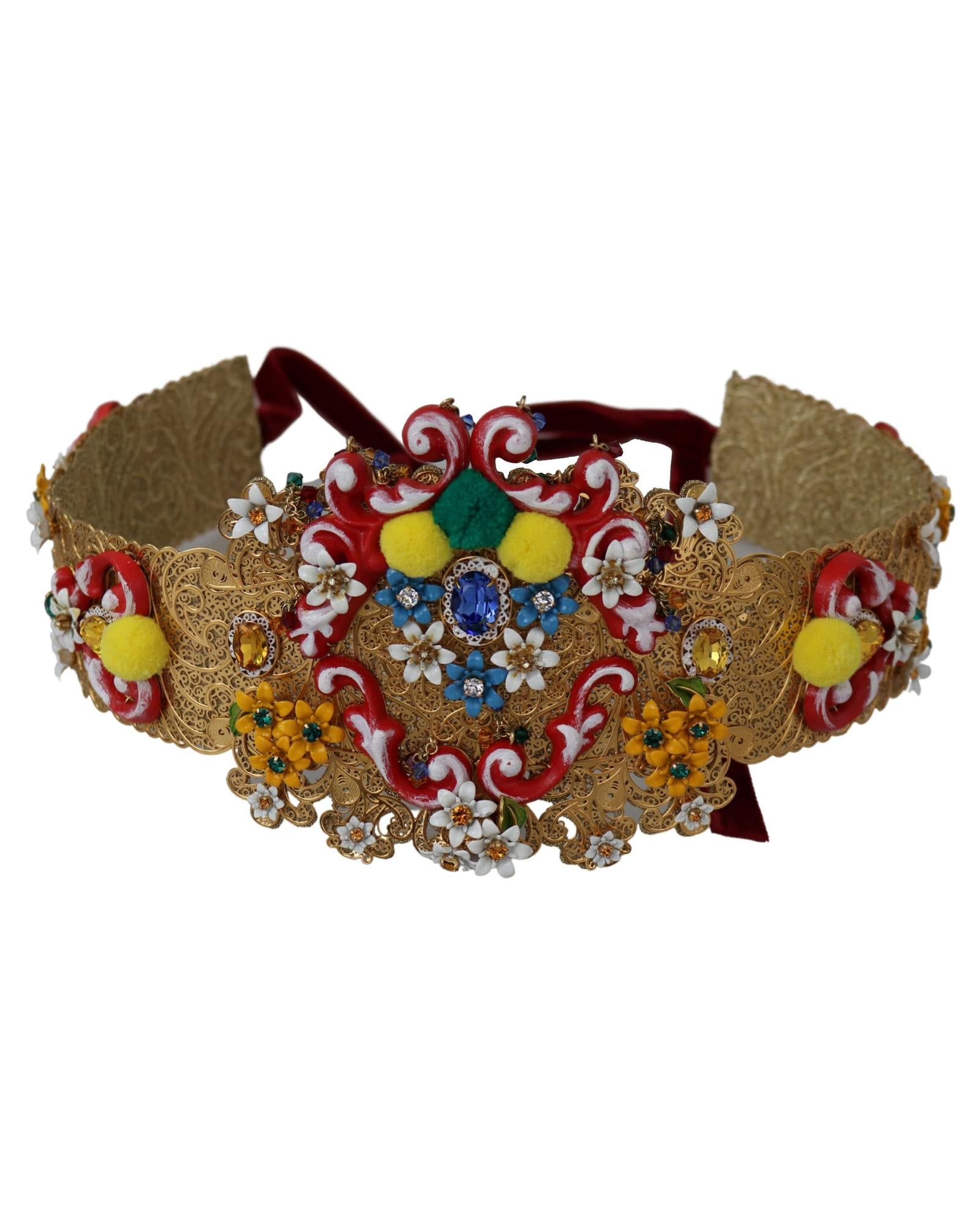 Floral Crystal Embellished Wide Waist Belt 42 IT Women 3