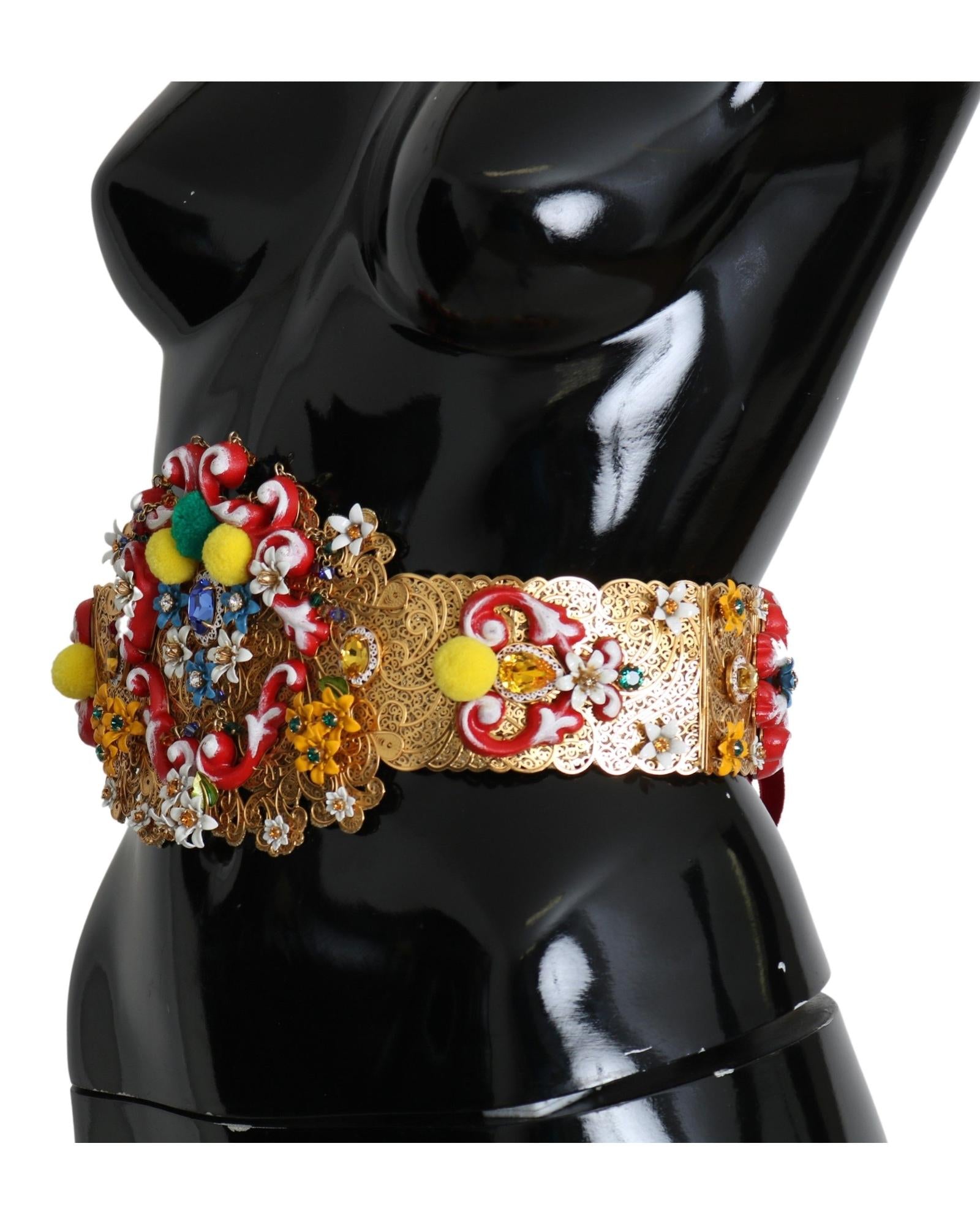 Floral Crystal Embellished Wide Waist Belt 42 IT Women 4